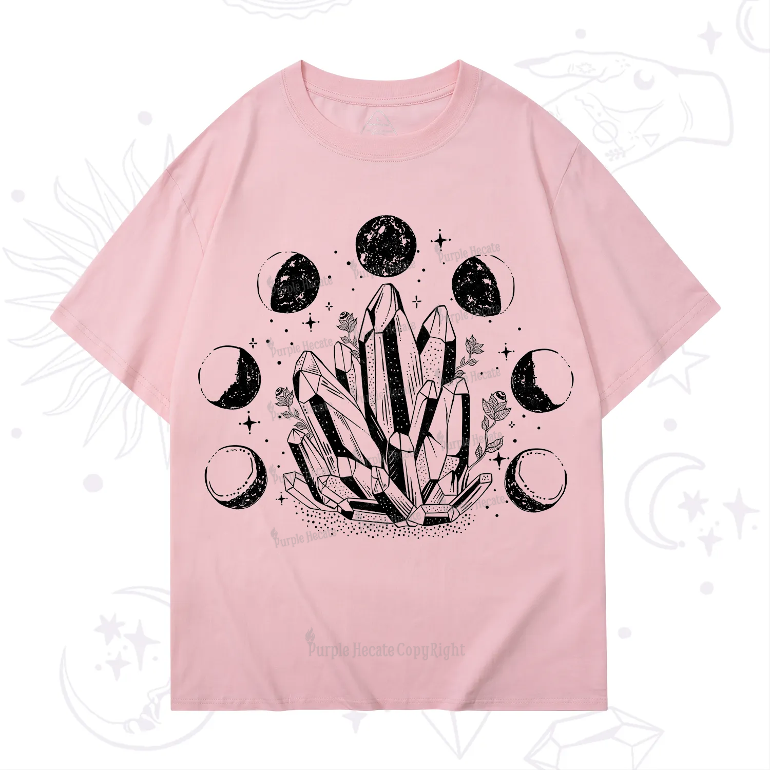 Purplehecate Crystals and Moon Phases T-Shirt