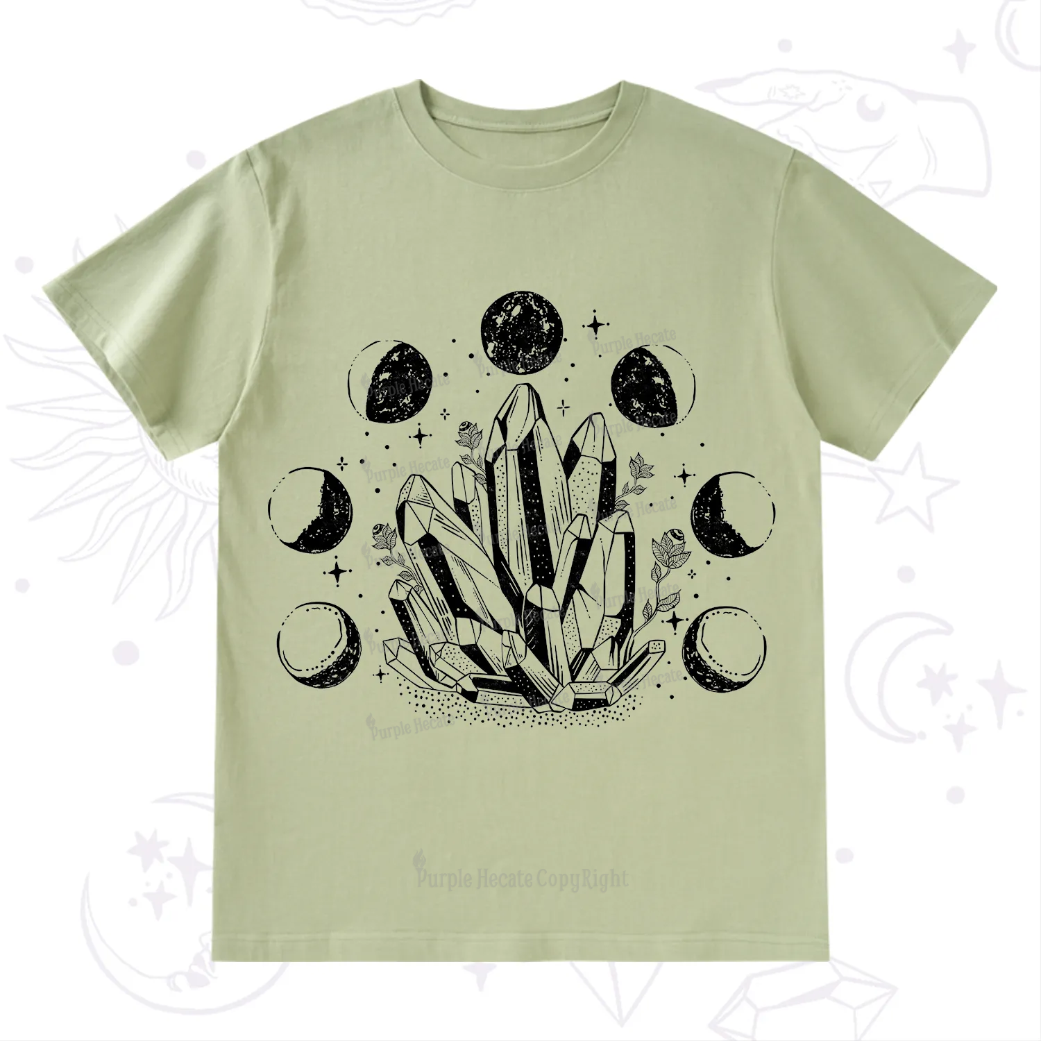 Purplehecate Crystals and Moon Phases T-Shirt