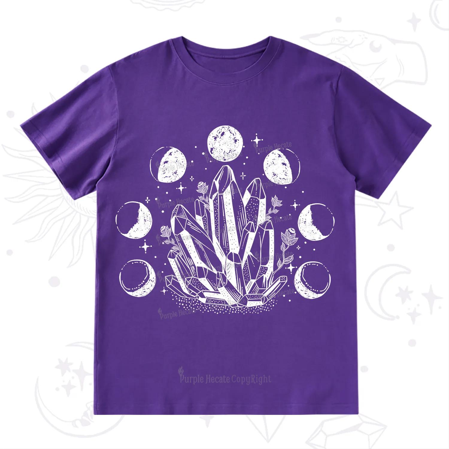 Purplehecate Crystals and Moon Phases T-Shirt