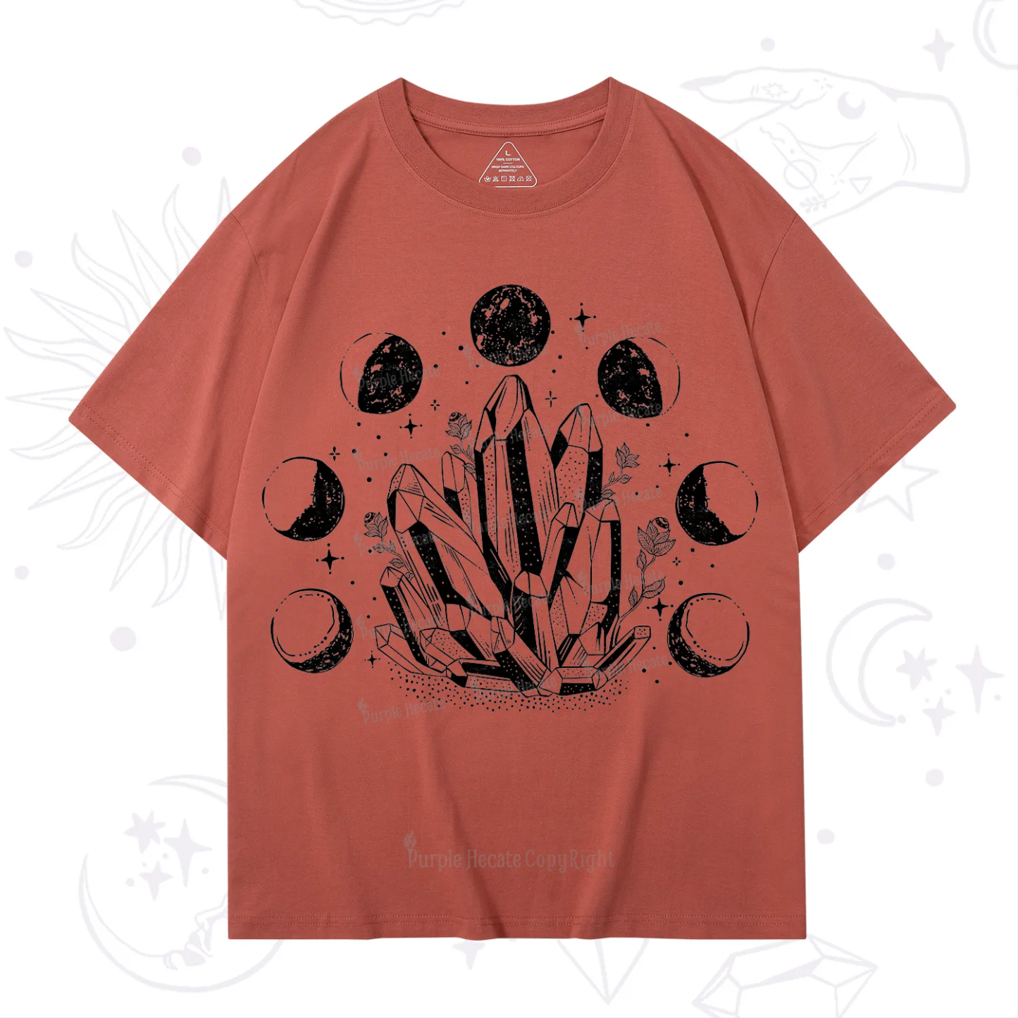 Purplehecate Crystals and Moon Phases T-Shirt