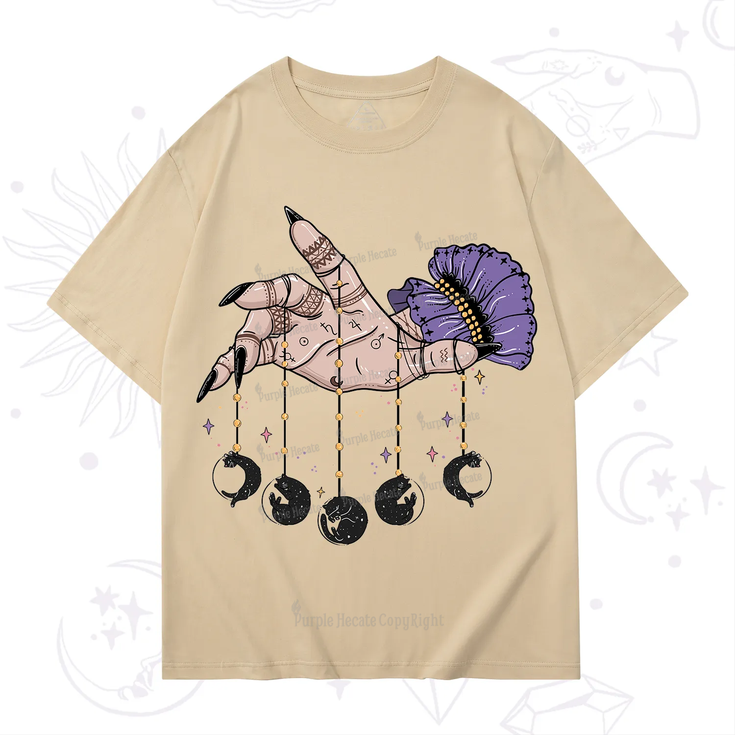 Purplehecate Feline Lunar Phases T-Shirt