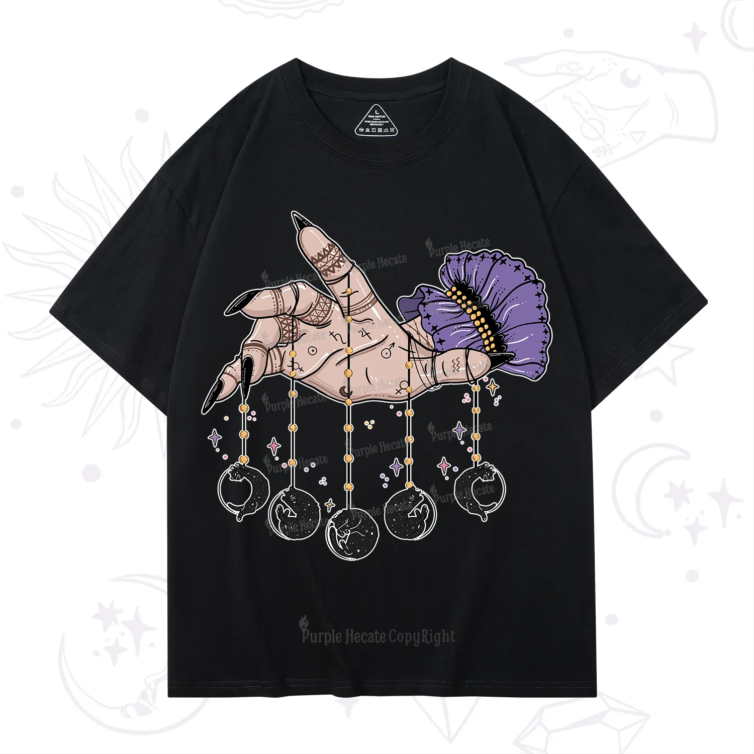 Purplehecate Feline Lunar Phases T-Shirt