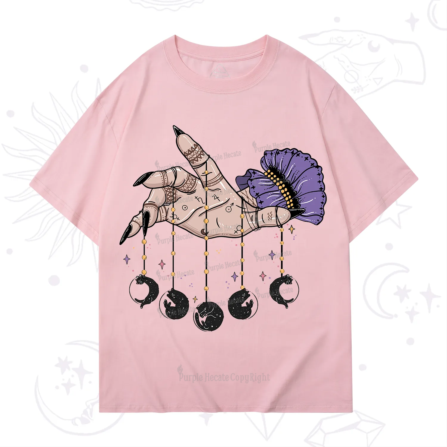 Purplehecate Feline Lunar Phases T-Shirt