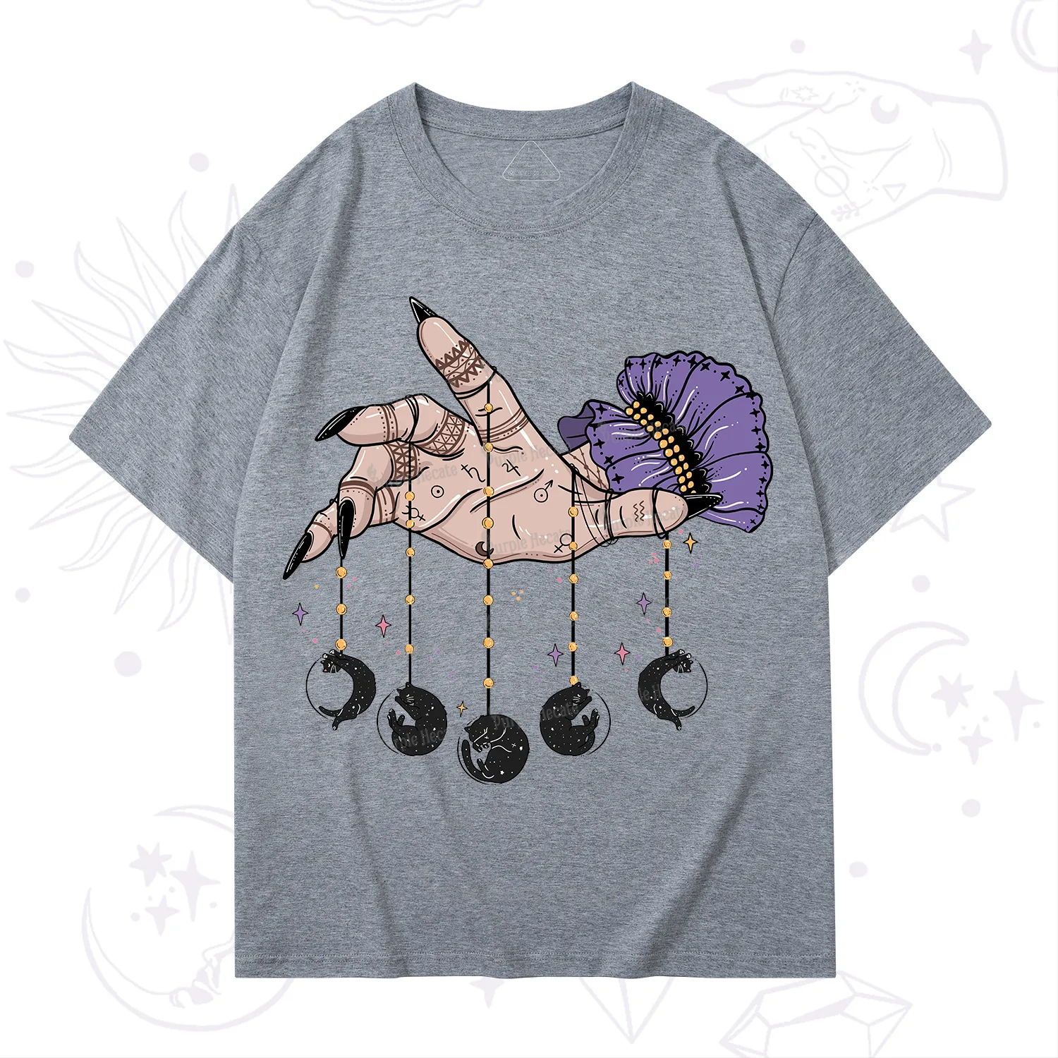 Purplehecate Feline Lunar Phases T-Shirt
