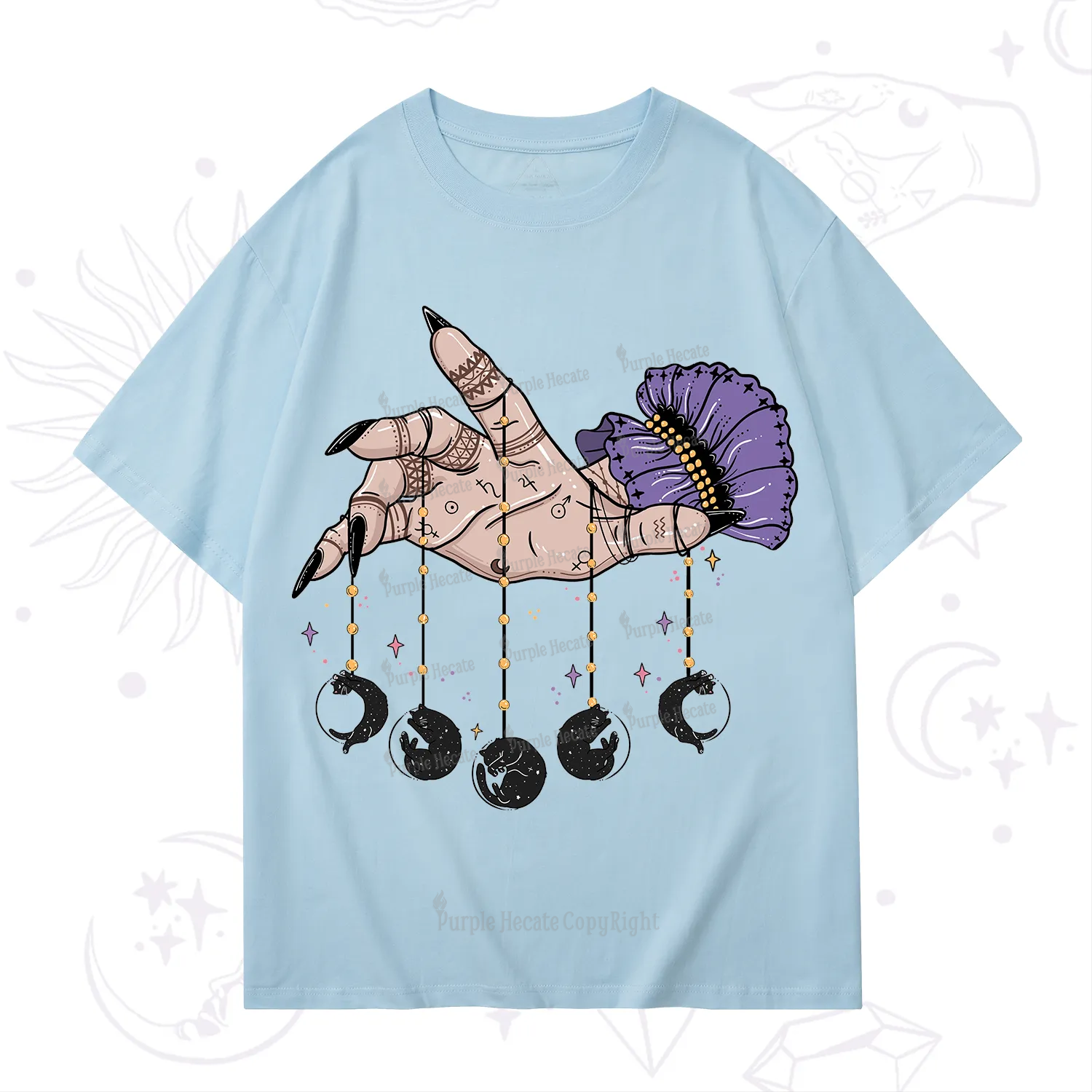 Purplehecate Feline Lunar Phases T-Shirt