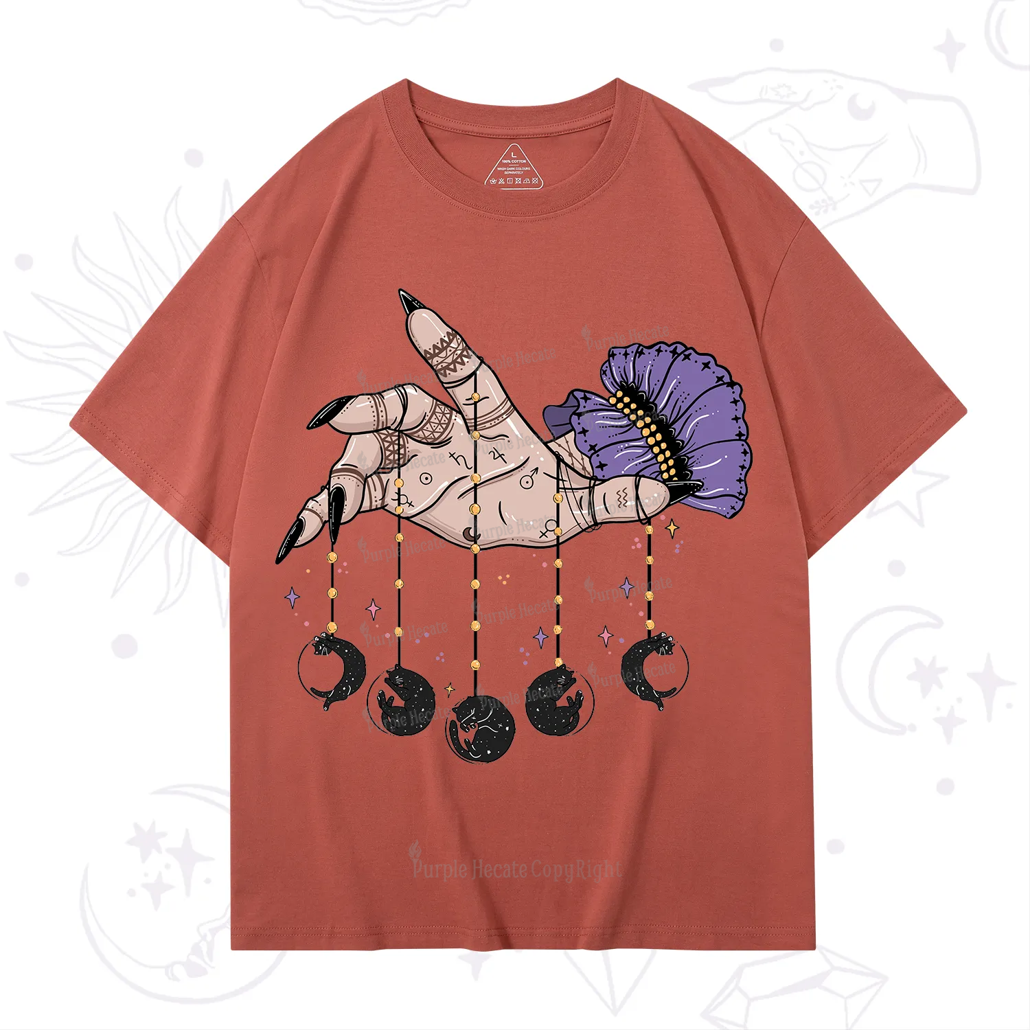 Purplehecate Feline Lunar Phases T-Shirt