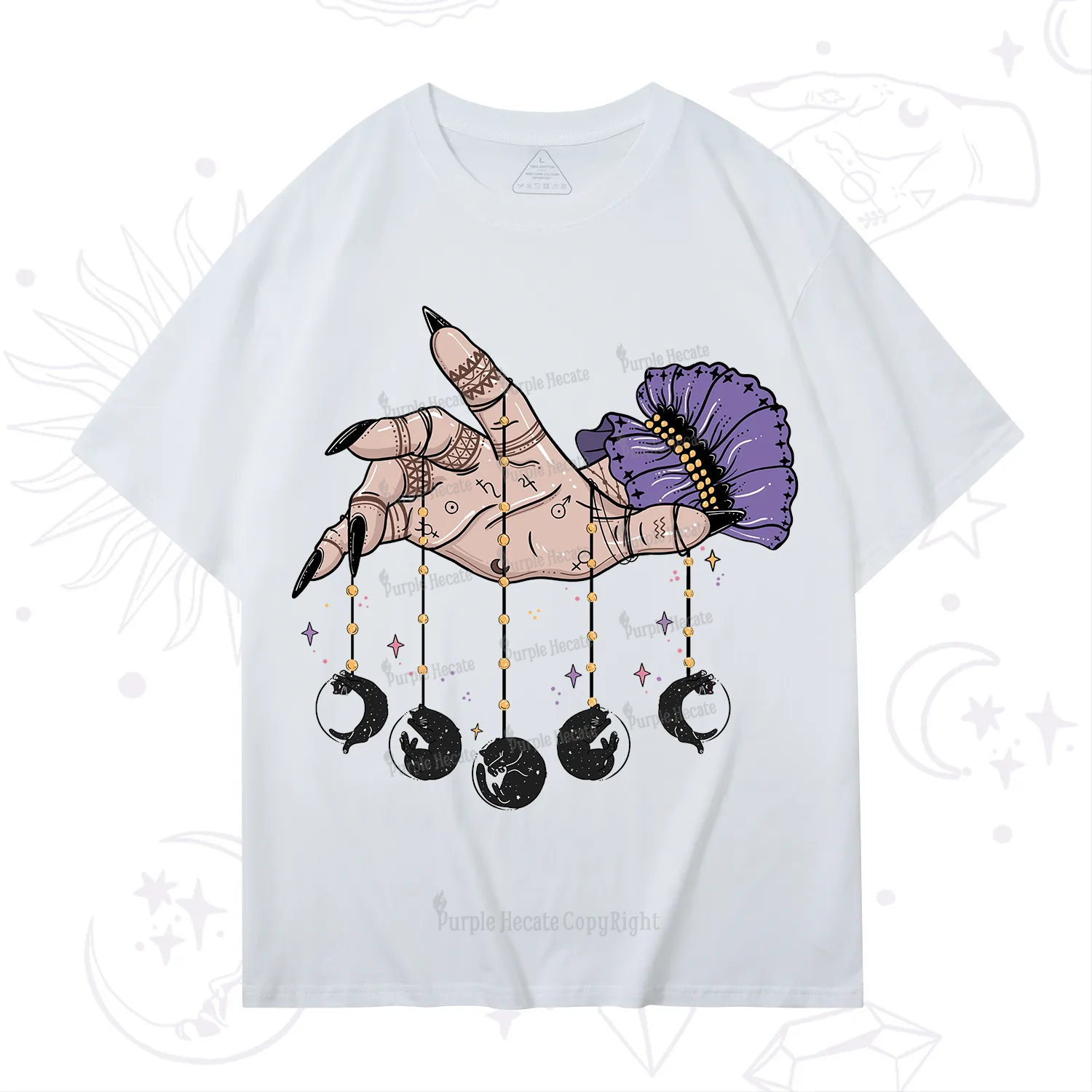 Purplehecate Feline Lunar Phases T-Shirt