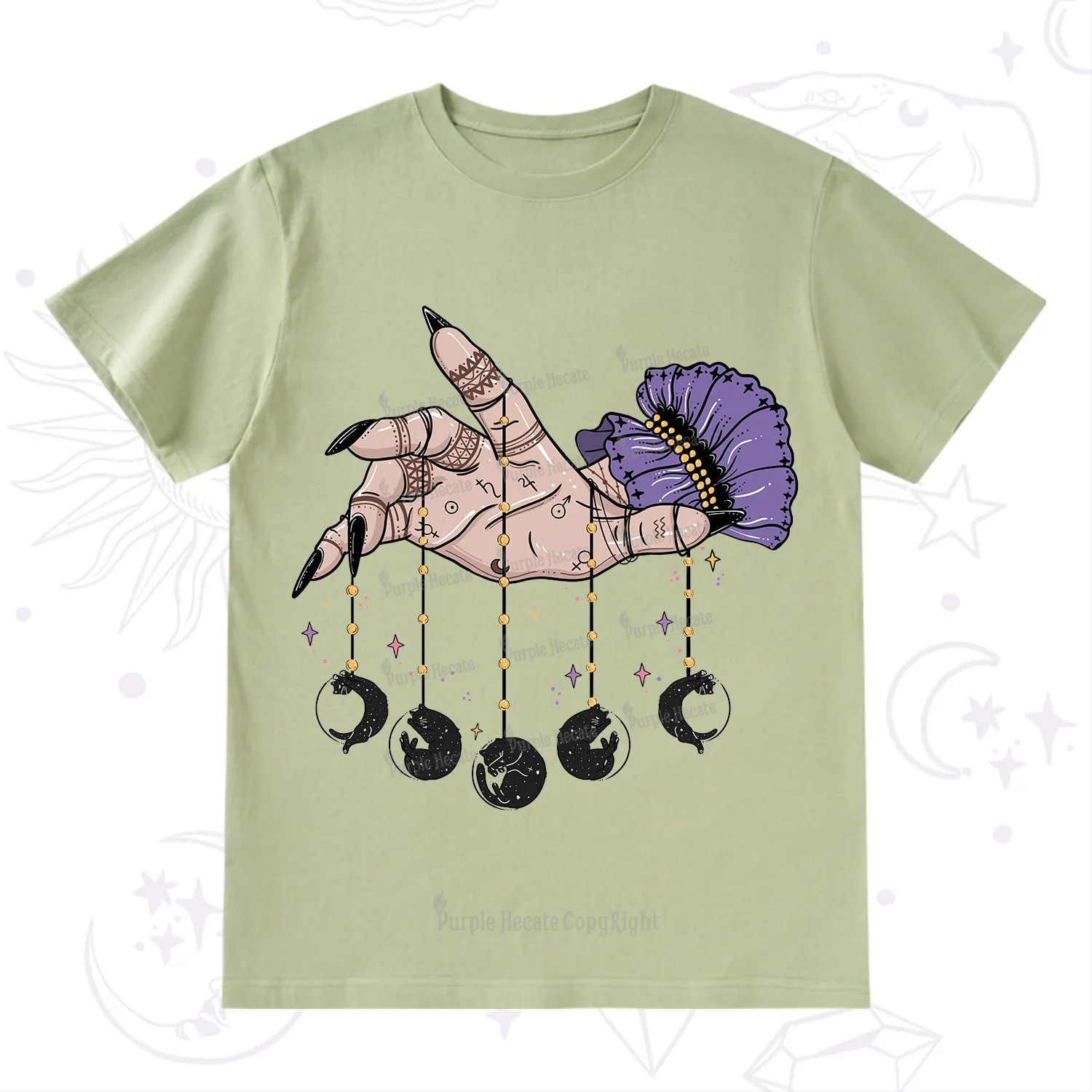 Purplehecate Feline Lunar Phases T-Shirt