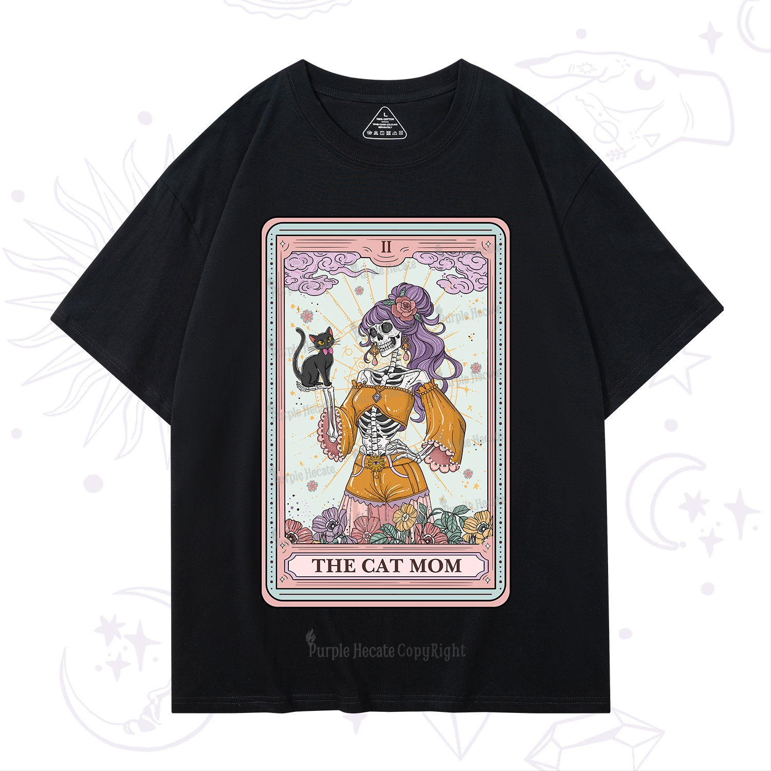 Purplehecate The Skeleton Cat Mom Tarot Card T-Shirt