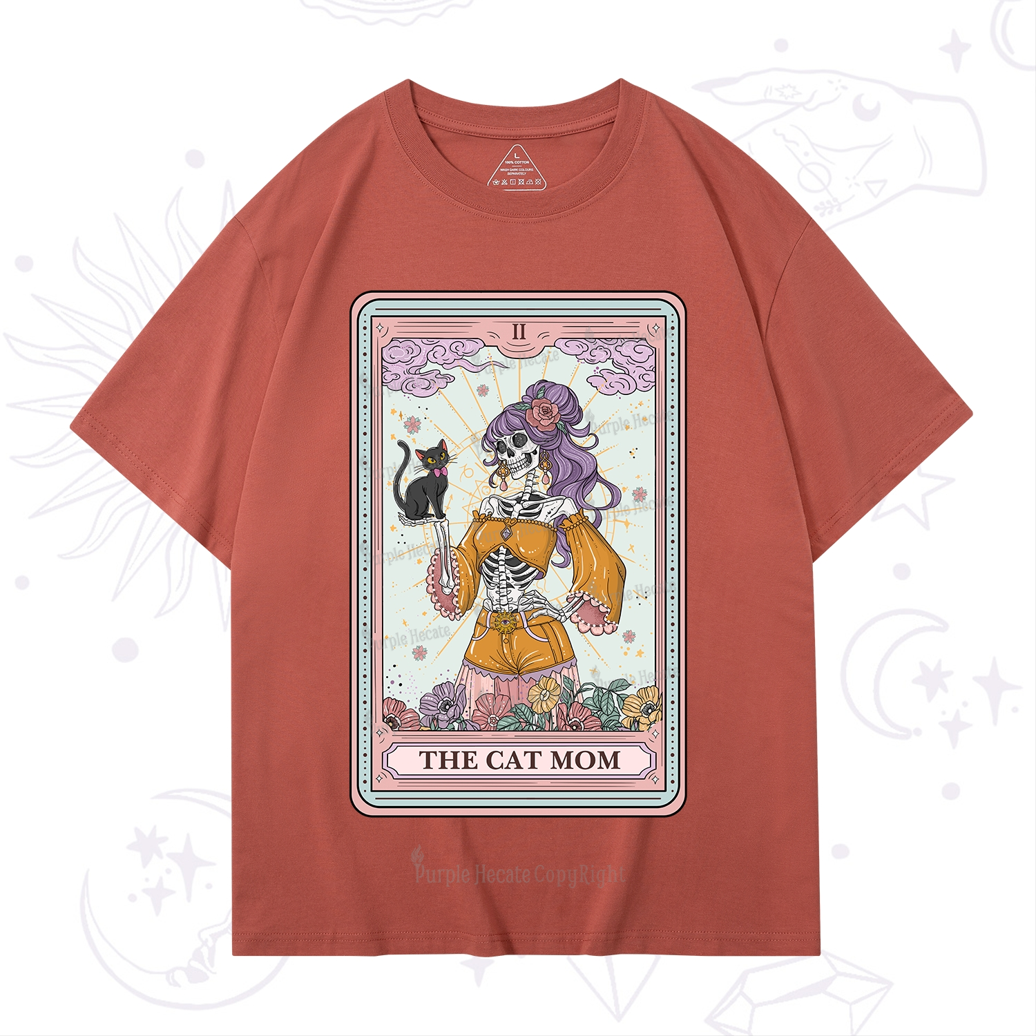 Purplehecate The Skeleton Cat Mom Tarot Card T-Shirt
