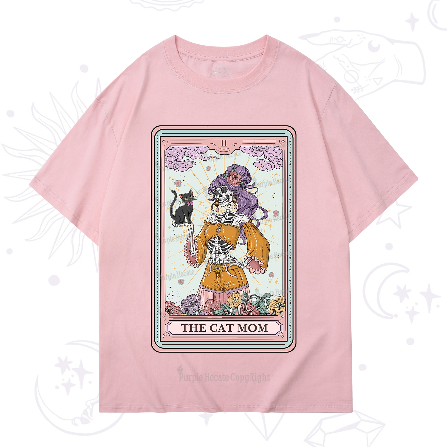 Purplehecate The Skeleton Cat Mom Tarot Card T-Shirt