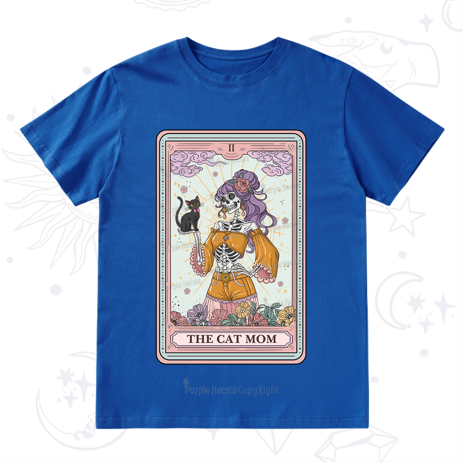 Purplehecate The Skeleton Cat Mom Tarot Card T-Shirt