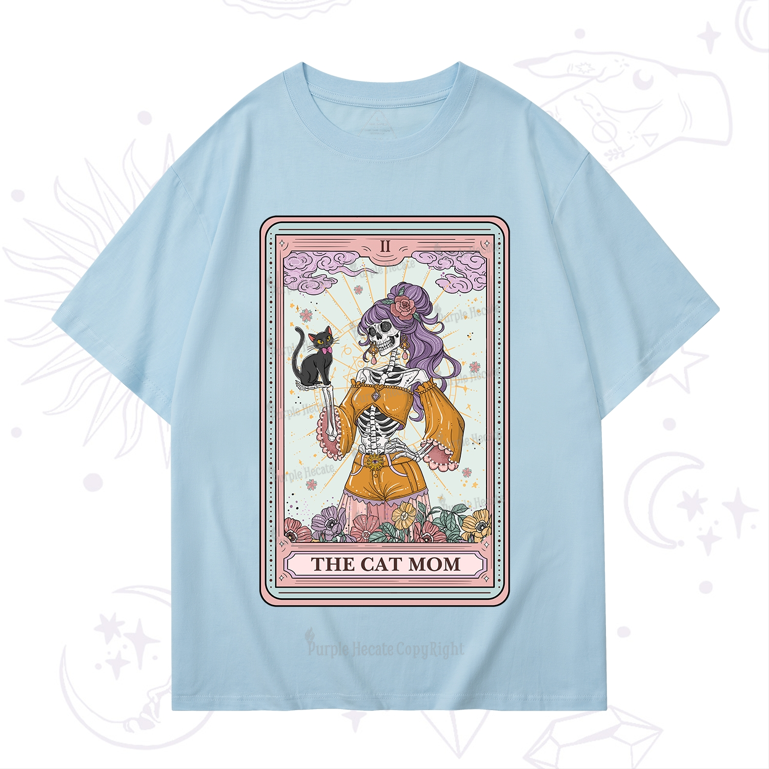 Purplehecate The Skeleton Cat Mom Tarot Card T-Shirt