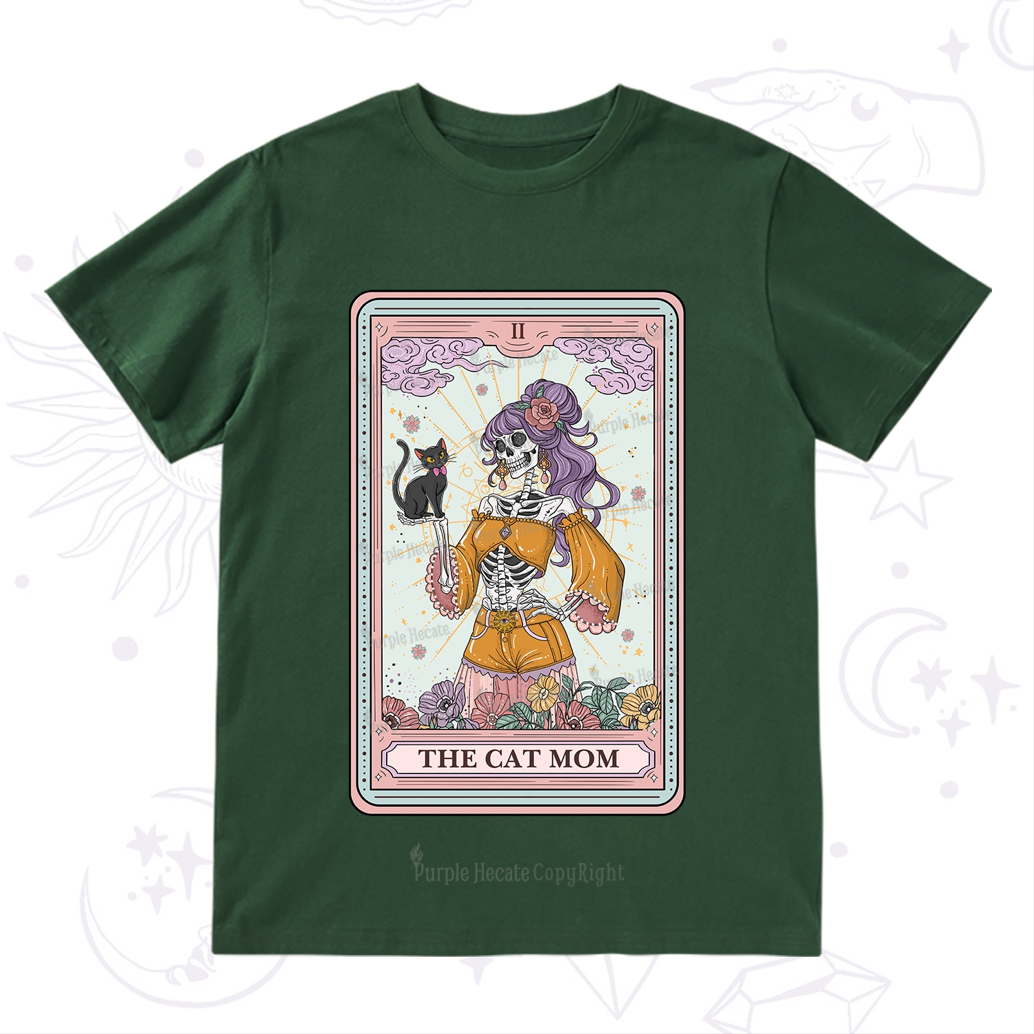 Purplehecate The Skeleton Cat Mom Tarot Card T-Shirt