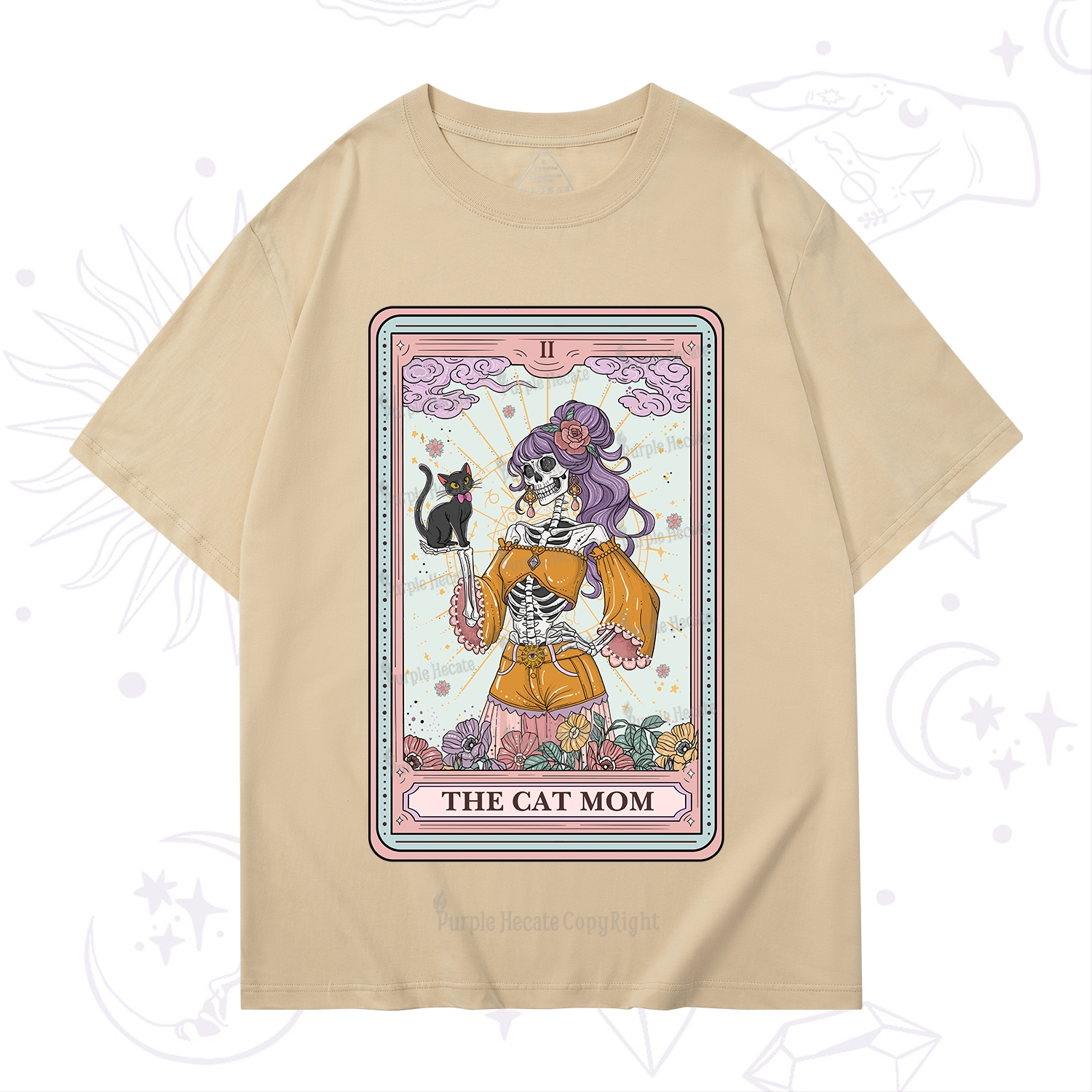 Purplehecate The Skeleton Cat Mom Tarot Card T-Shirt