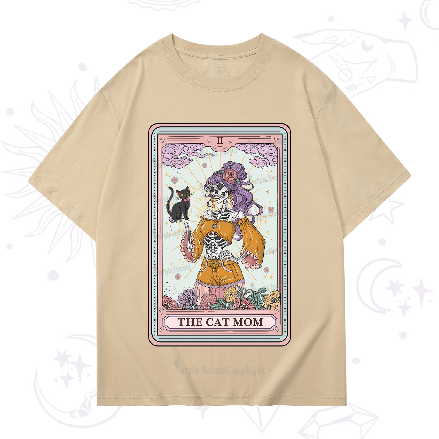 Purplehecate The Skeleton Cat Mom Tarot Card T-Shirt