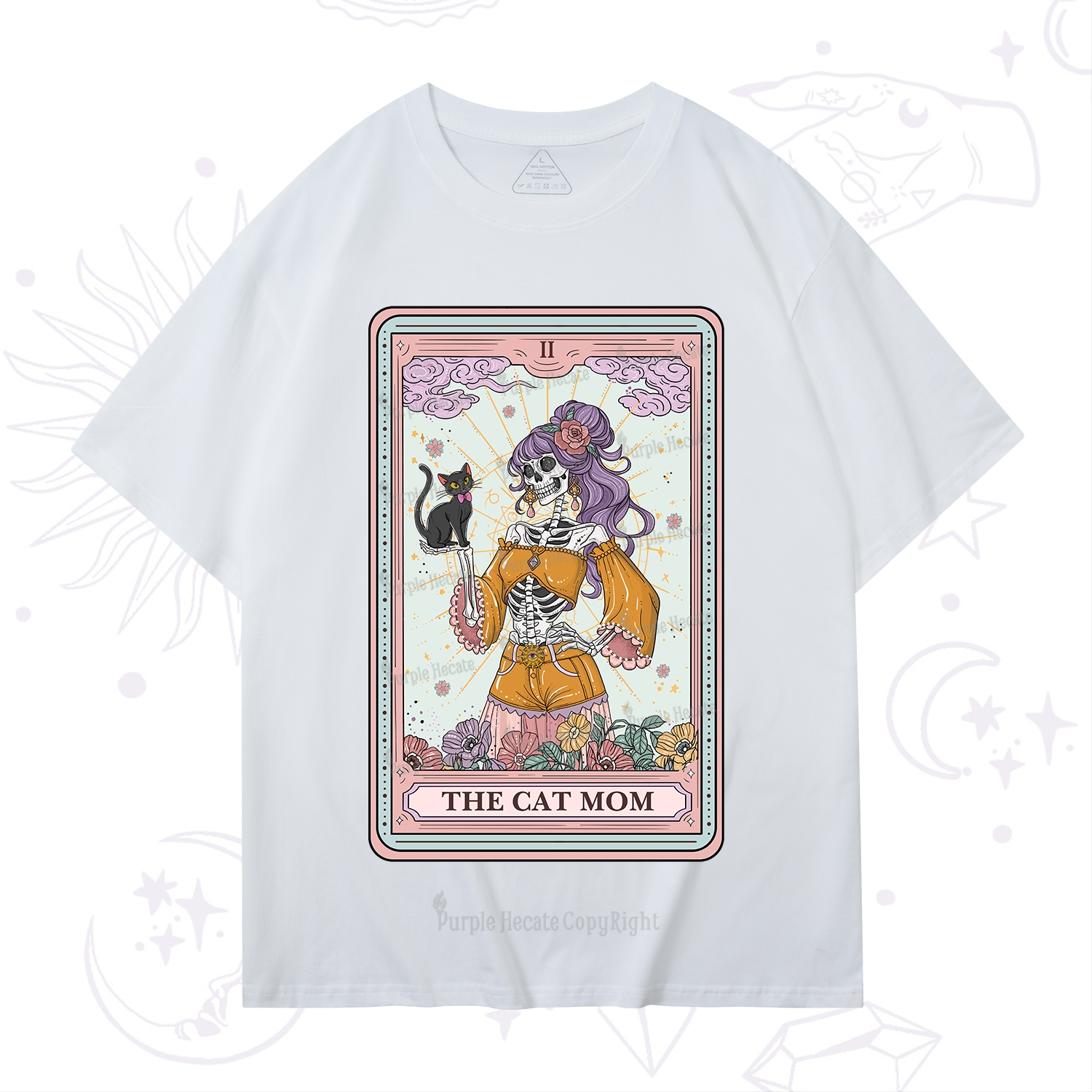 Purplehecate The Skeleton Cat Mom Tarot Card T-Shirt
