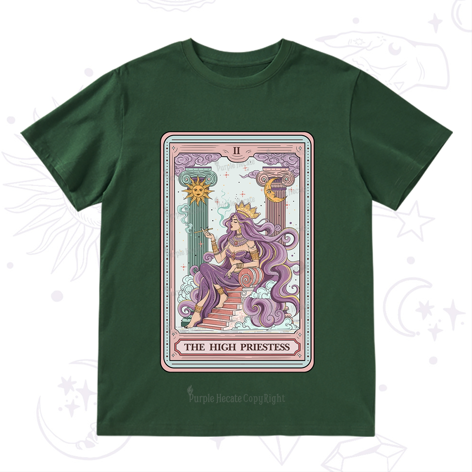 Purplehecate The Goddess High Priestess Tarot Card T-Shirt