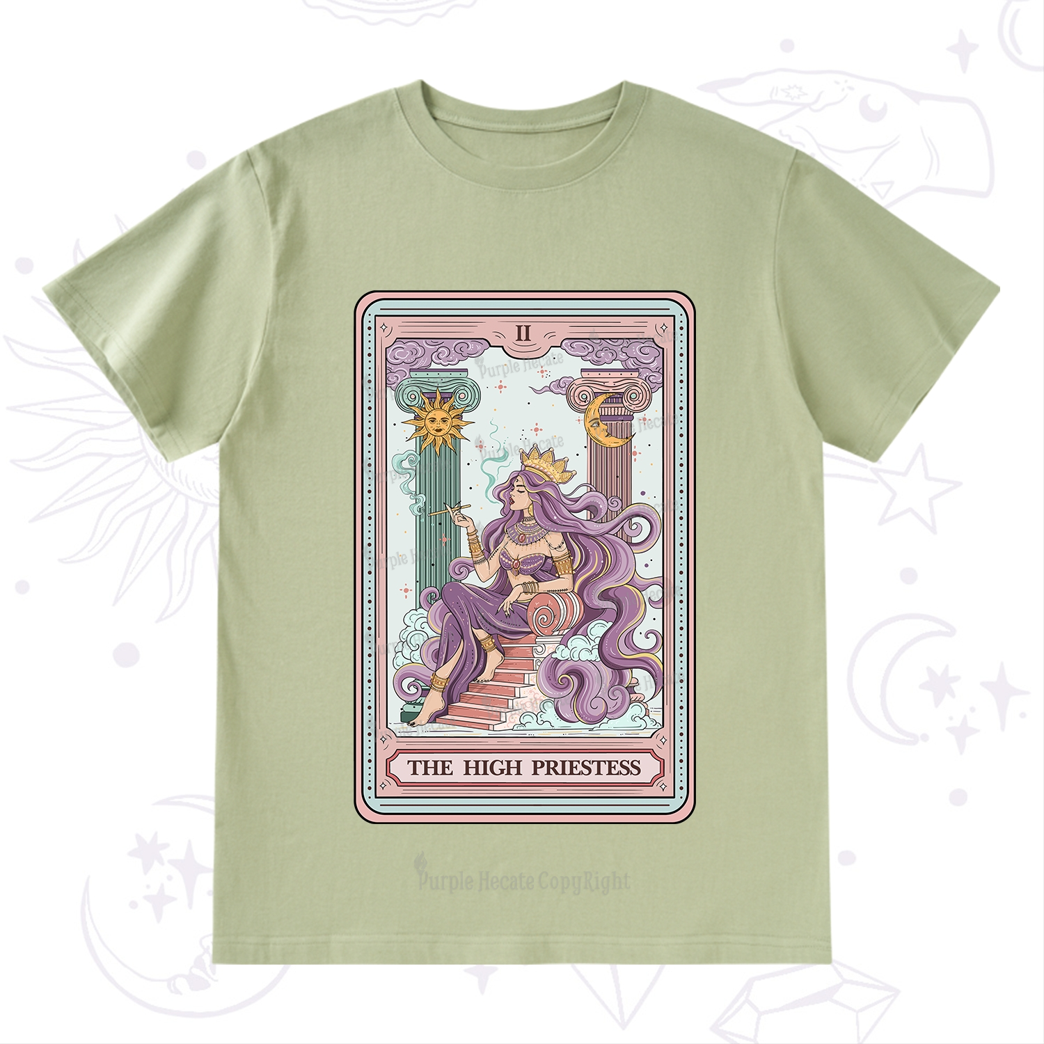 Purplehecate The Goddess High Priestess Tarot Card T-Shirt
