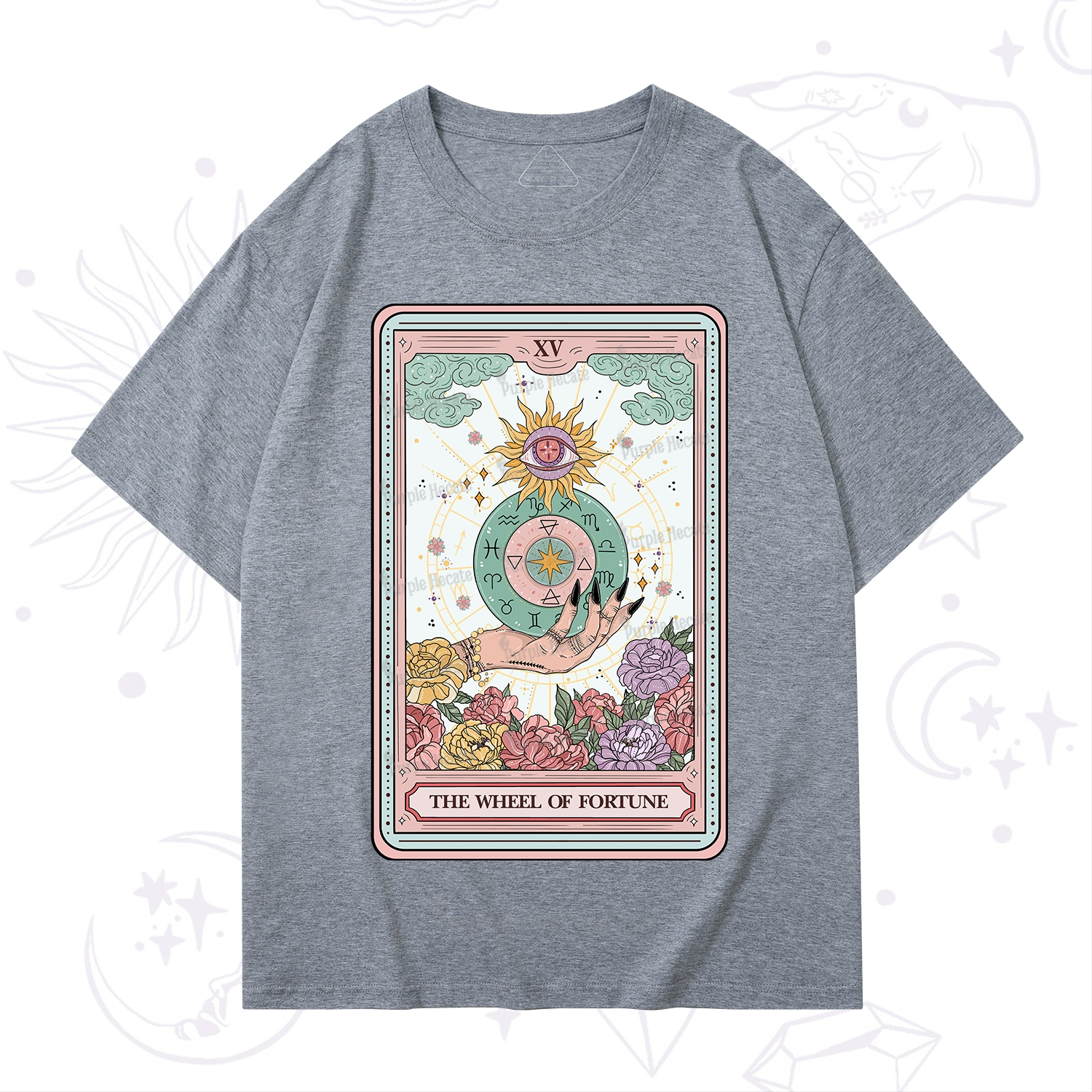 Purplehecate The Wheel of Fortune Tarot Card T-Shirt