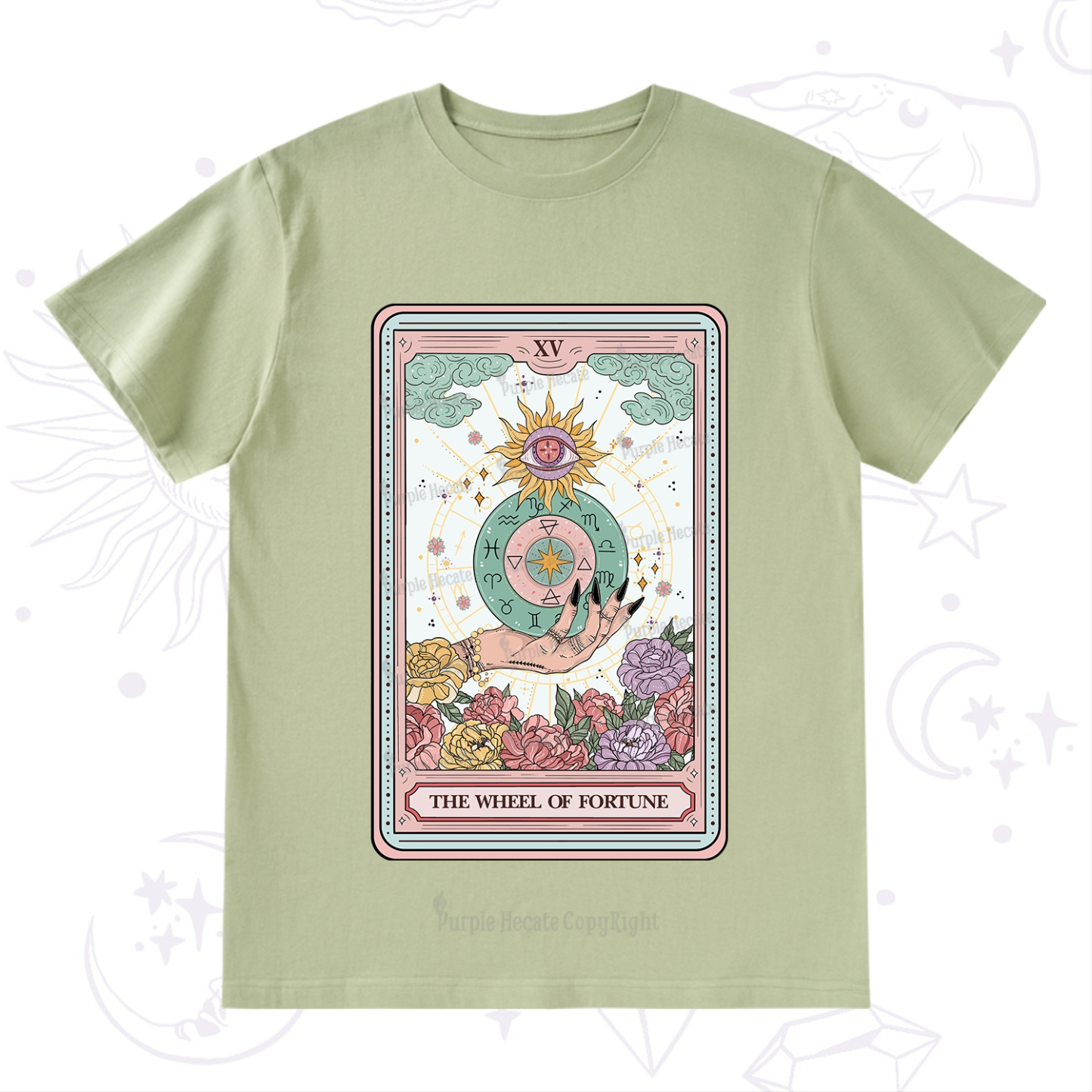 Purplehecate The Wheel of Fortune Tarot Card T-Shirt