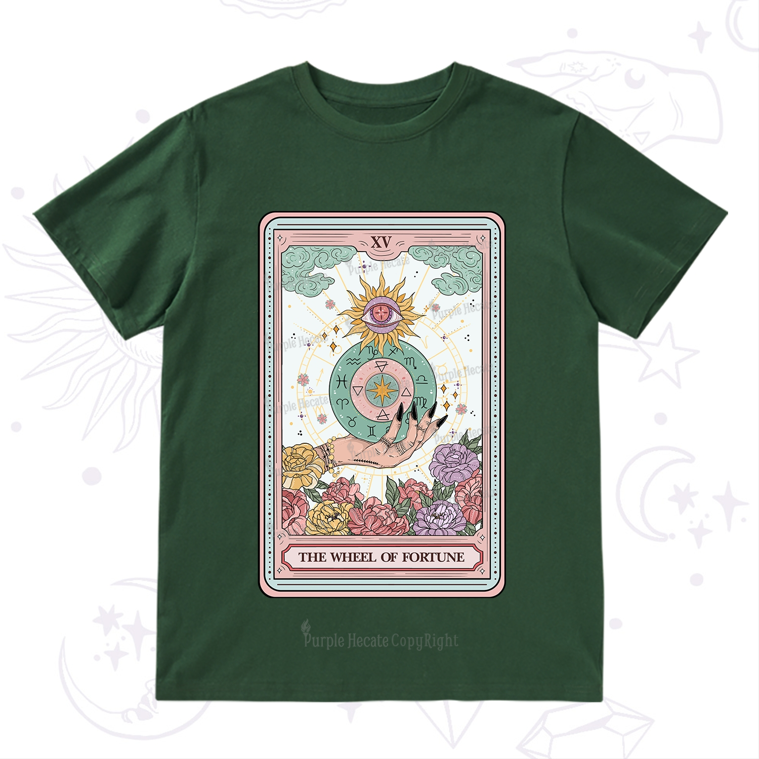 Purplehecate The Wheel of Fortune Tarot Card T-Shirt