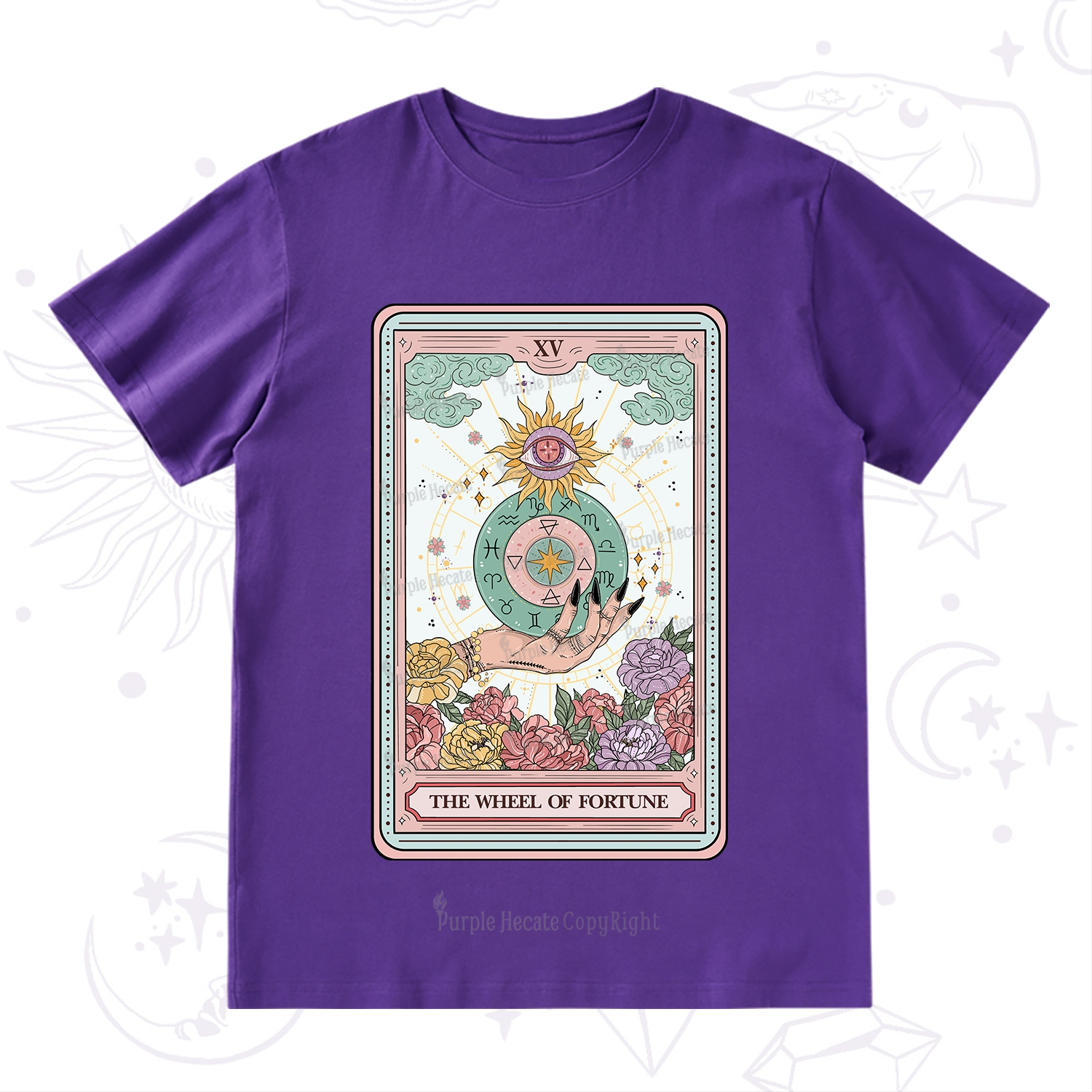 Purplehecate The Wheel of Fortune Tarot Card T-Shirt