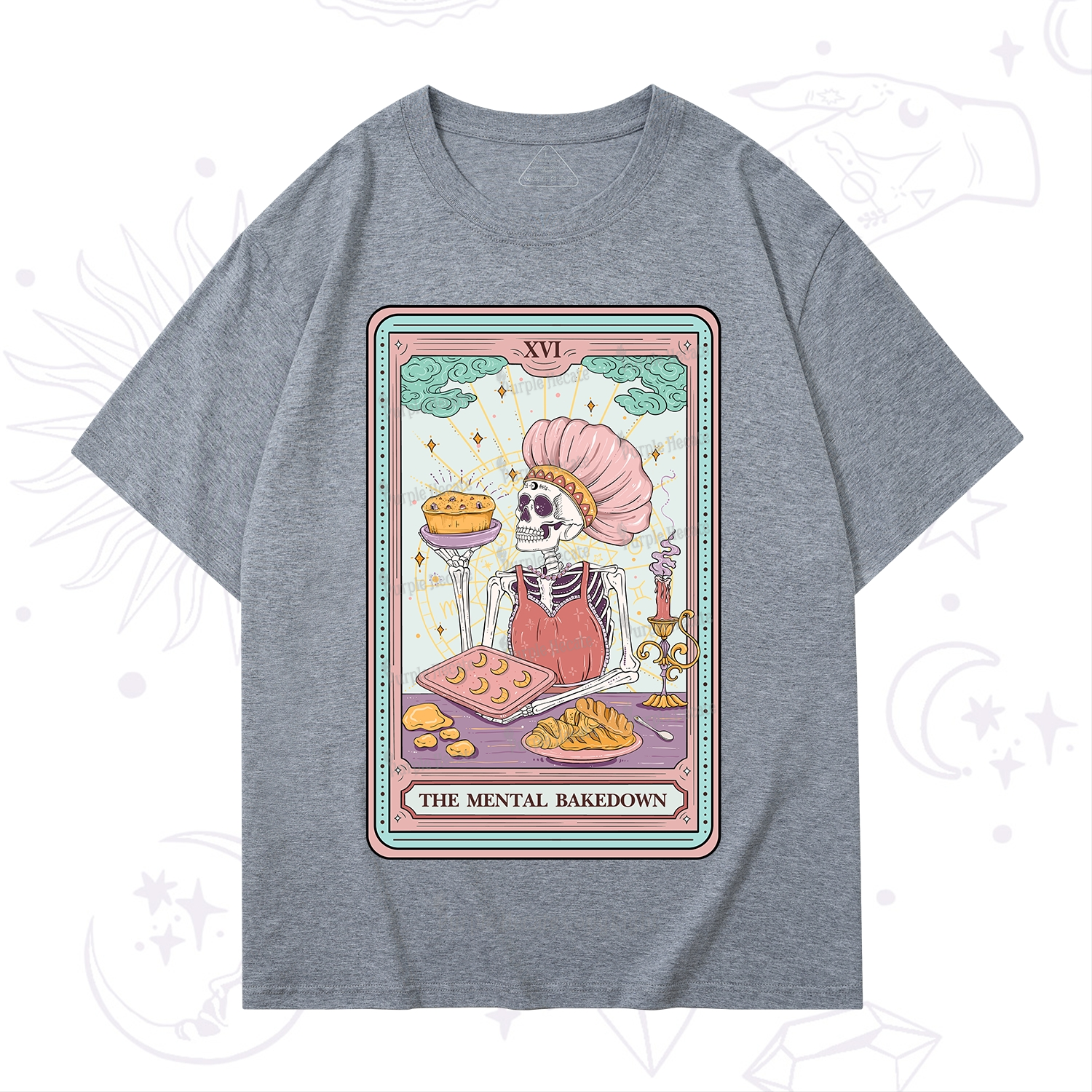Purplehecate The Mental Bake Down Skeleton Tarot Card T-Shirt