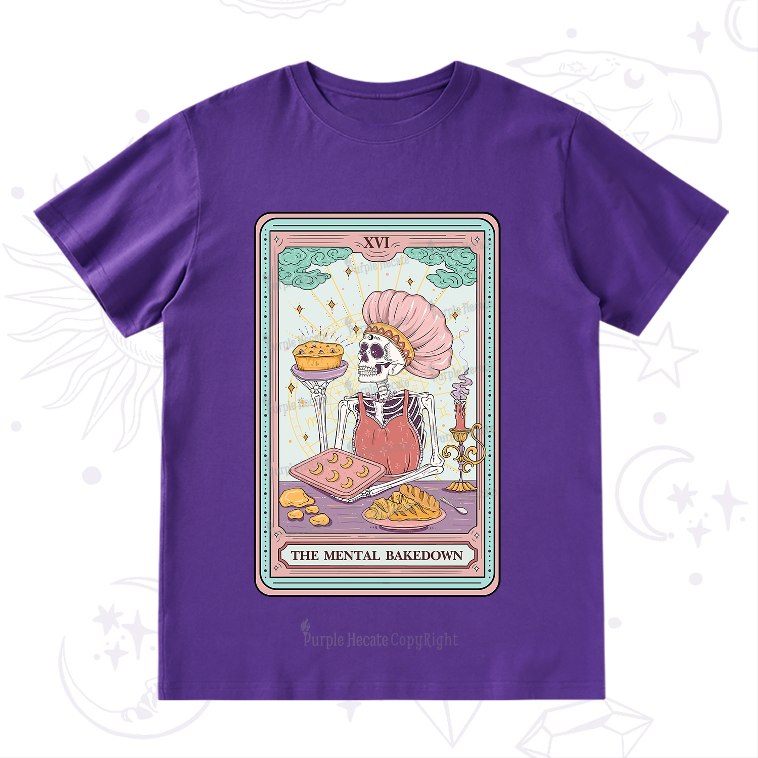 Purplehecate The Mental Bake Down Skeleton Tarot Card T-Shirt