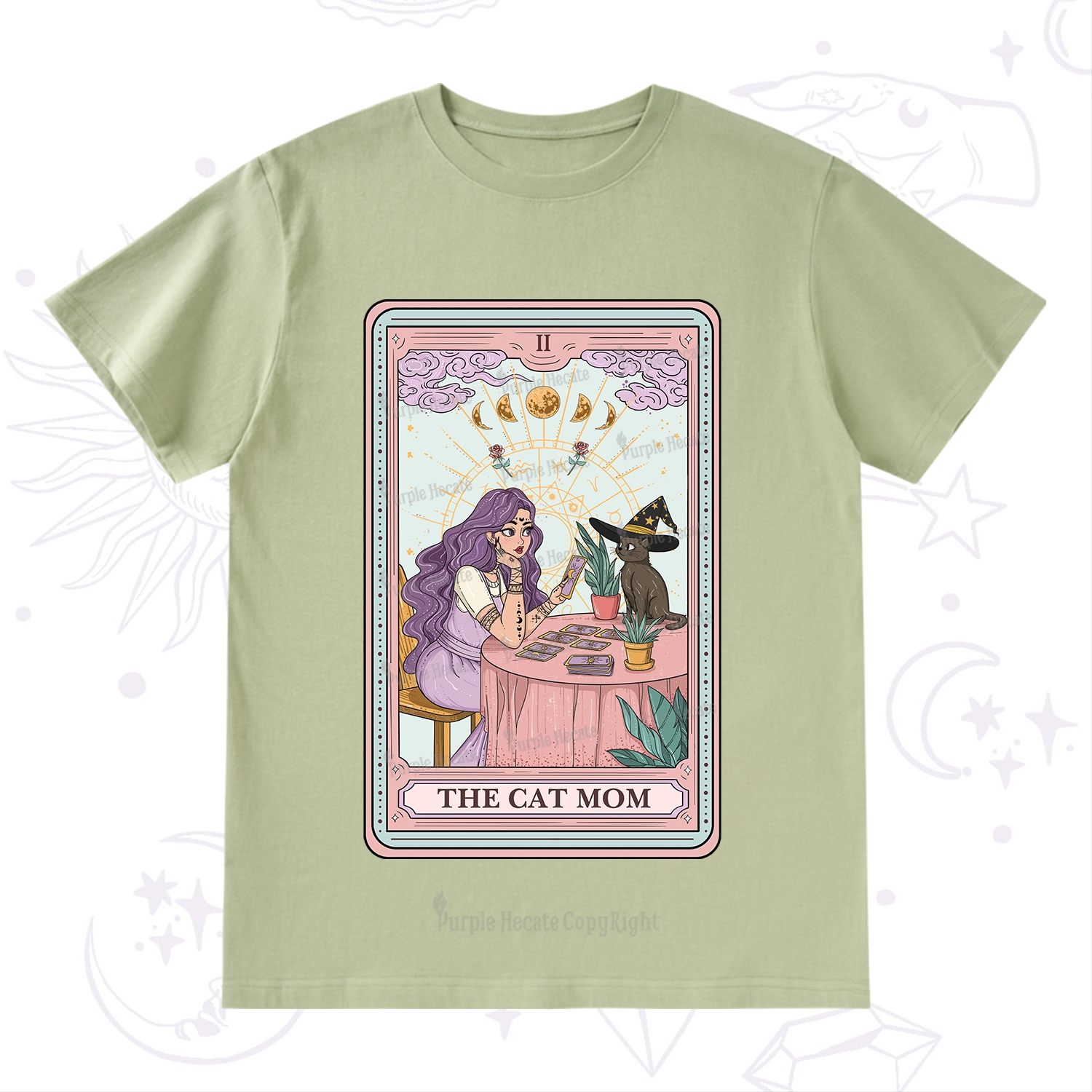 Purplehecate The Witchy Cat Mom Tarot T-Shirt