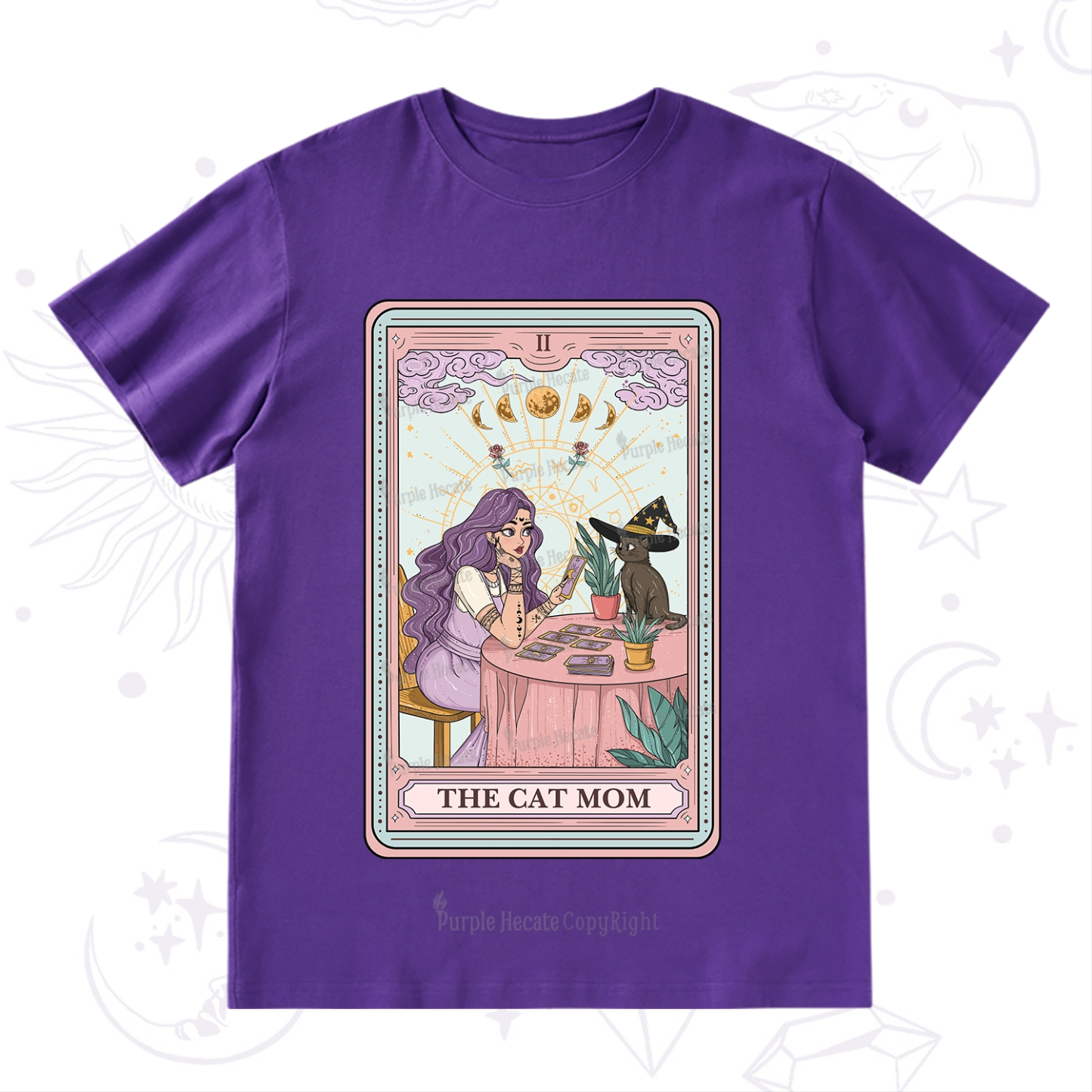 Purplehecate The Witchy Cat Mom Tarot T-Shirt