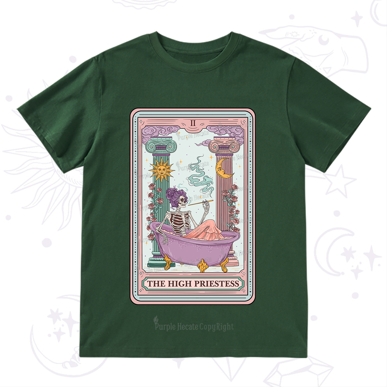 Purplehecate The Noble High Priestess Tarot Card T-Shirt