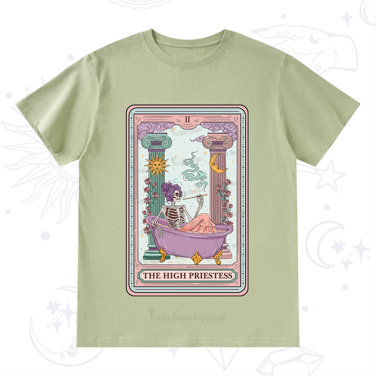 Purplehecate The Noble High Priestess Tarot Card T-Shirt