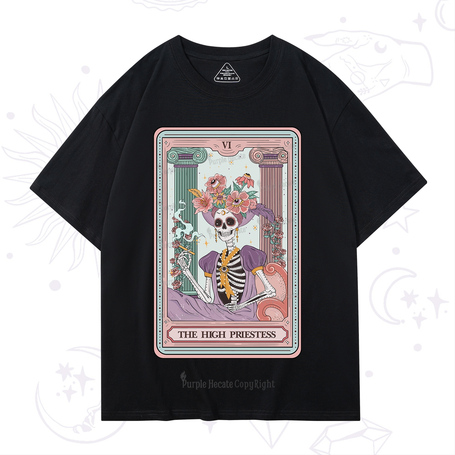 Purplehecate The High Priestess Skeleton Tarot T-Shirt