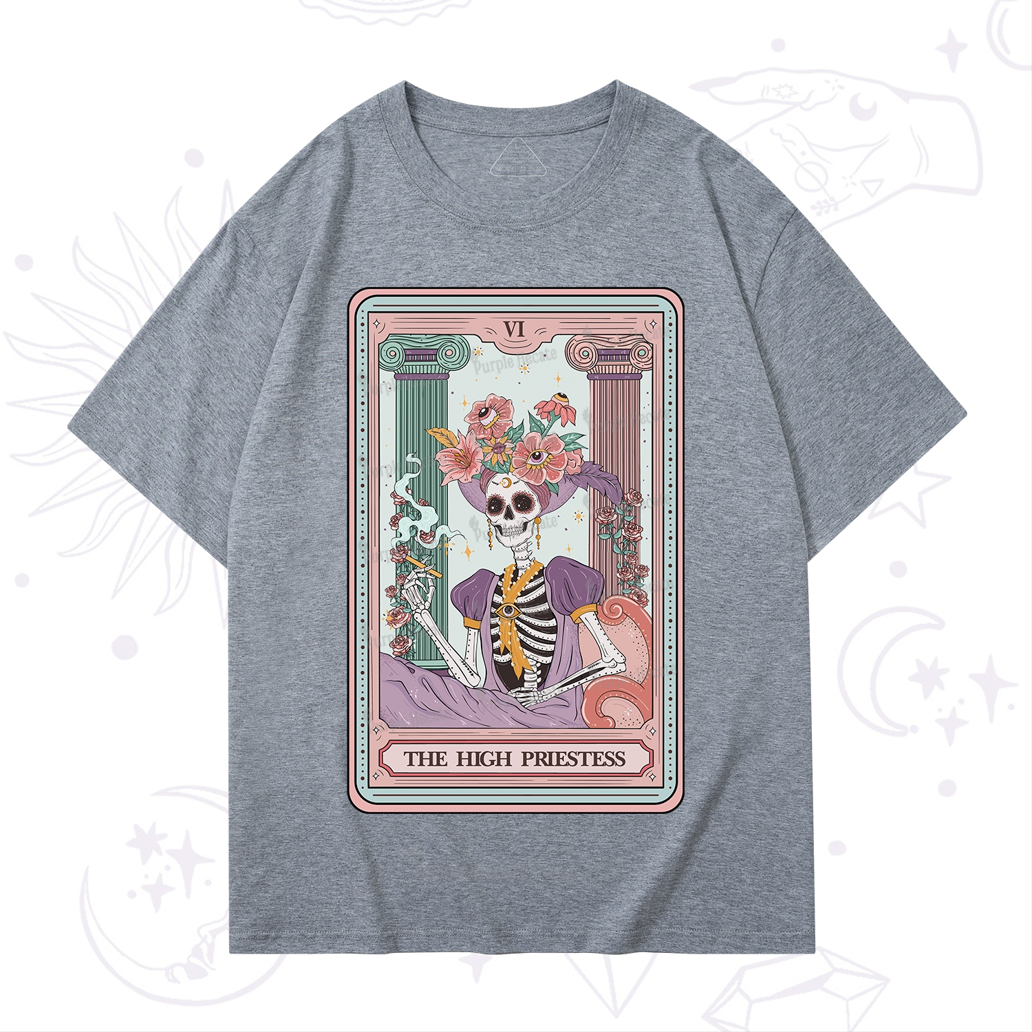 Purplehecate The High Priestess Skeleton Tarot T-Shirt