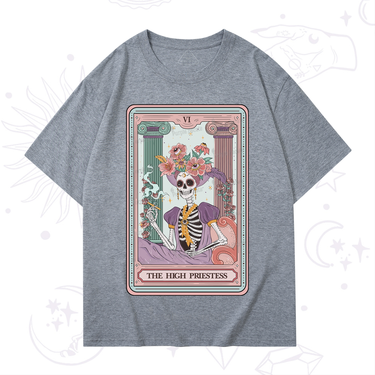 Purplehecate The High Priestess Skeleton Tarot T-Shirt