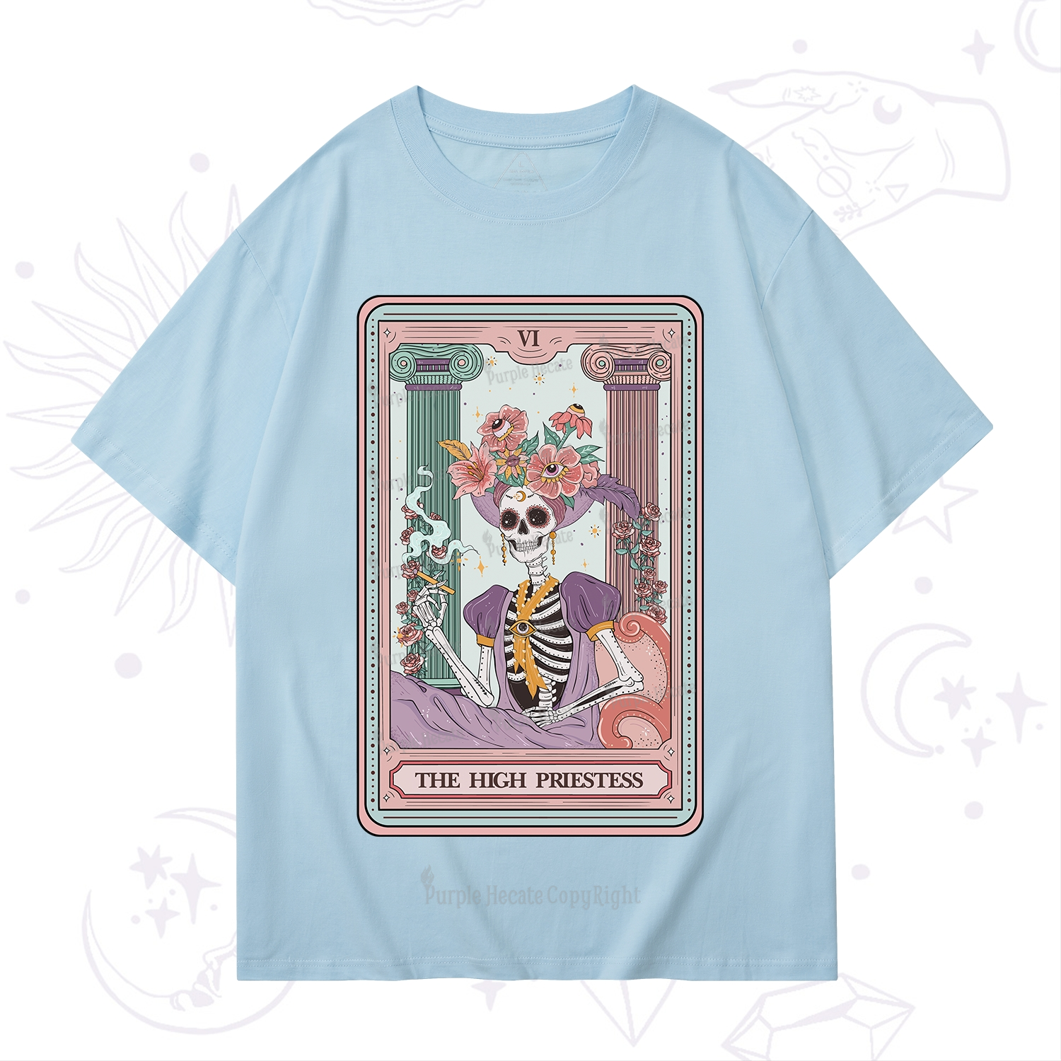 Purplehecate The High Priestess Skeleton Tarot T-Shirt