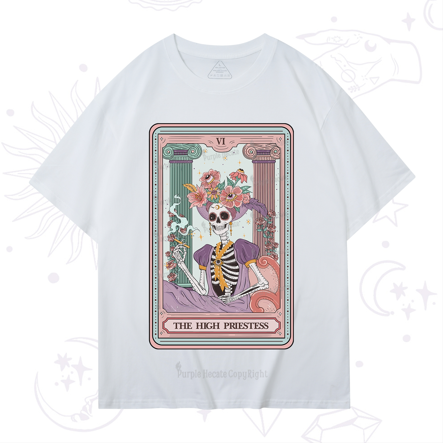 Purplehecate The High Priestess Skeleton Tarot T-Shirt