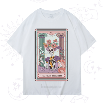 Purplehecate The High Priestess Skeleton Tarot T-Shirt