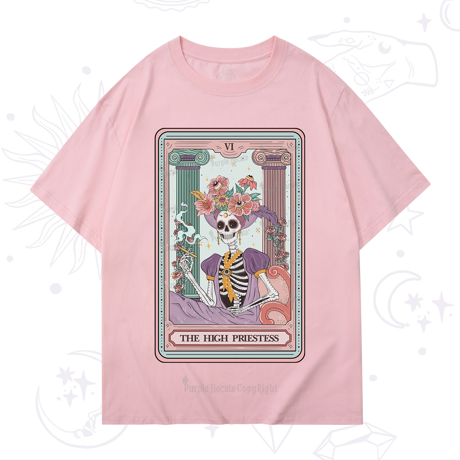 Purplehecate The High Priestess Skeleton Tarot T-Shirt