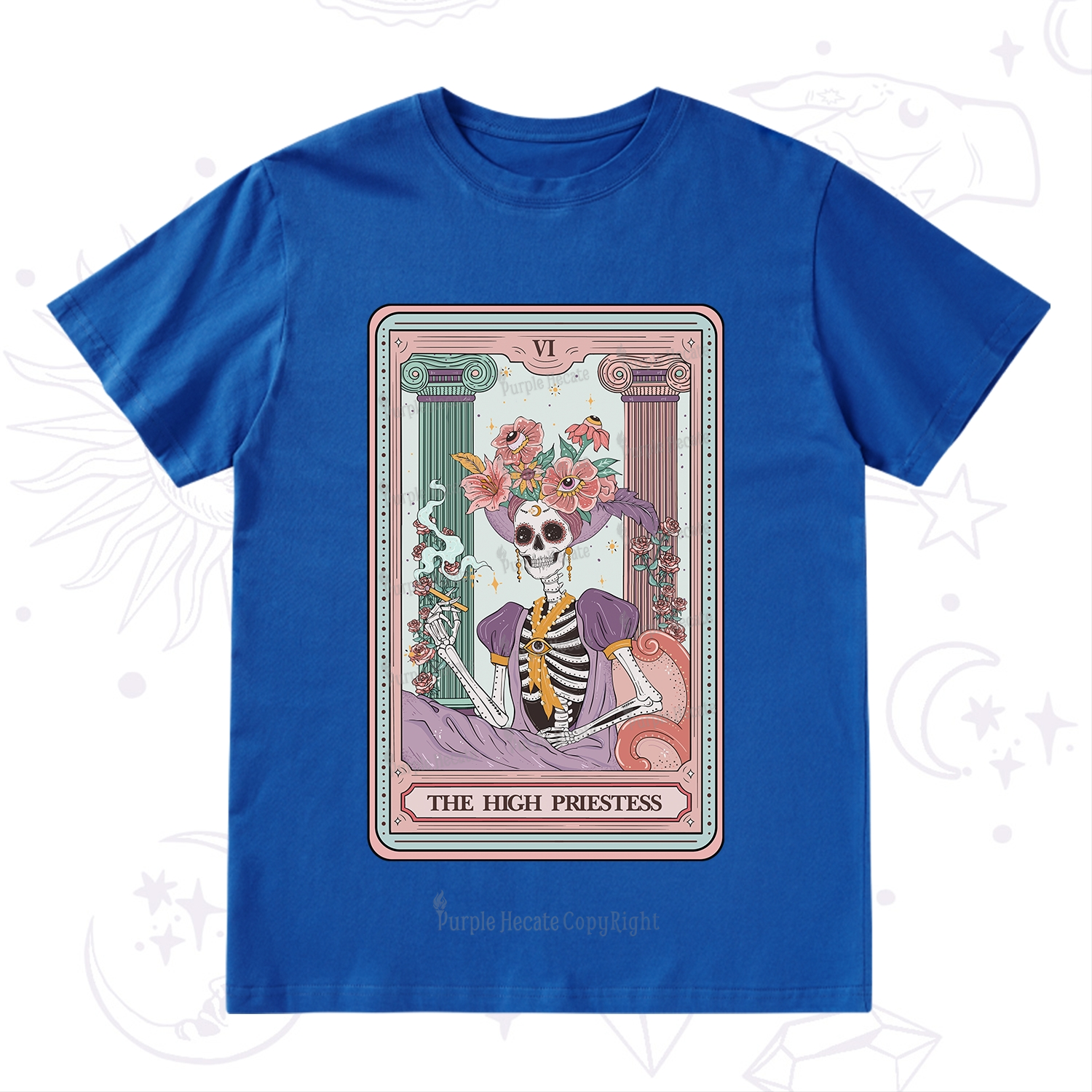 Purplehecate The High Priestess Skeleton Tarot T-Shirt