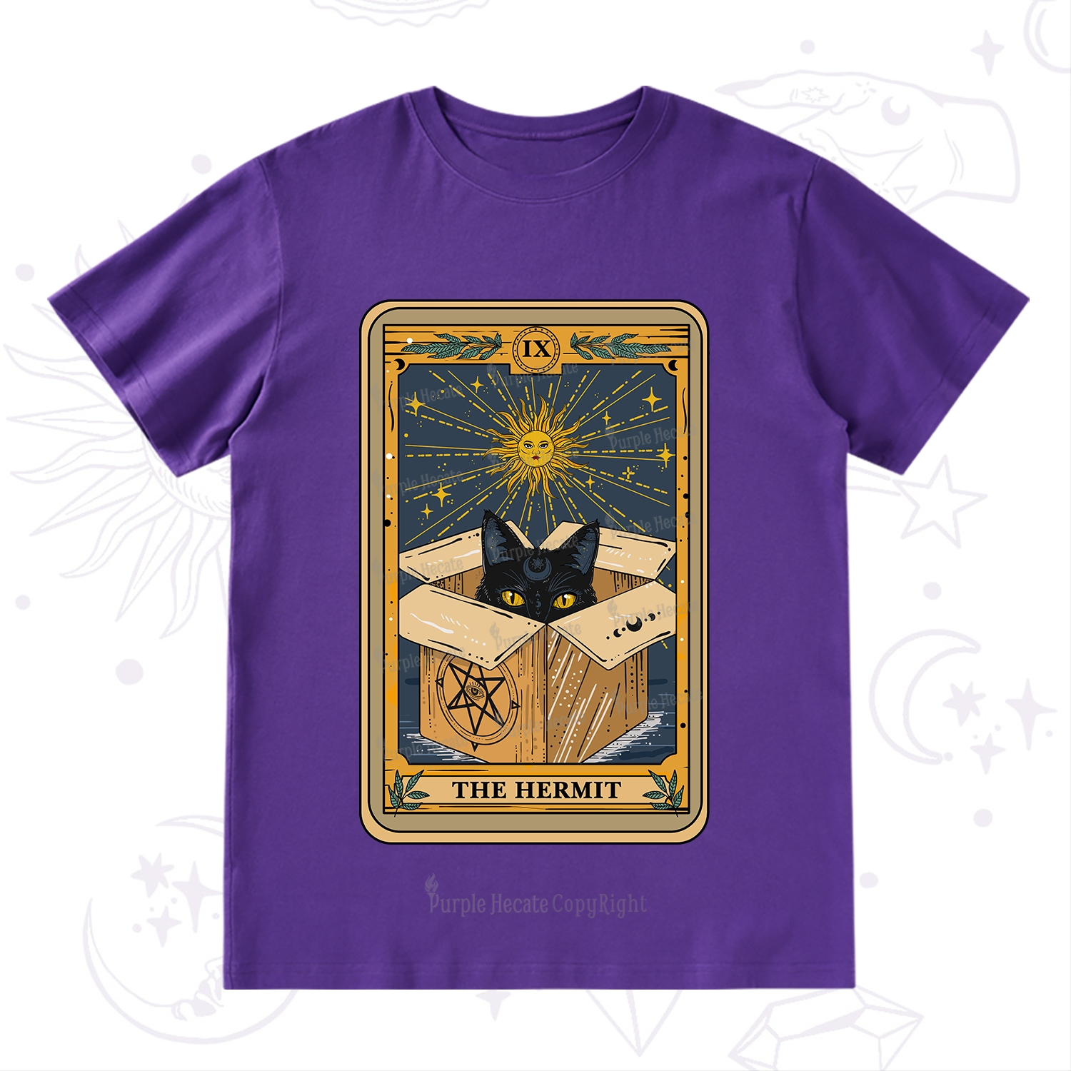 Purplehecate The Hermit Cat Tarot Card T-Shirt