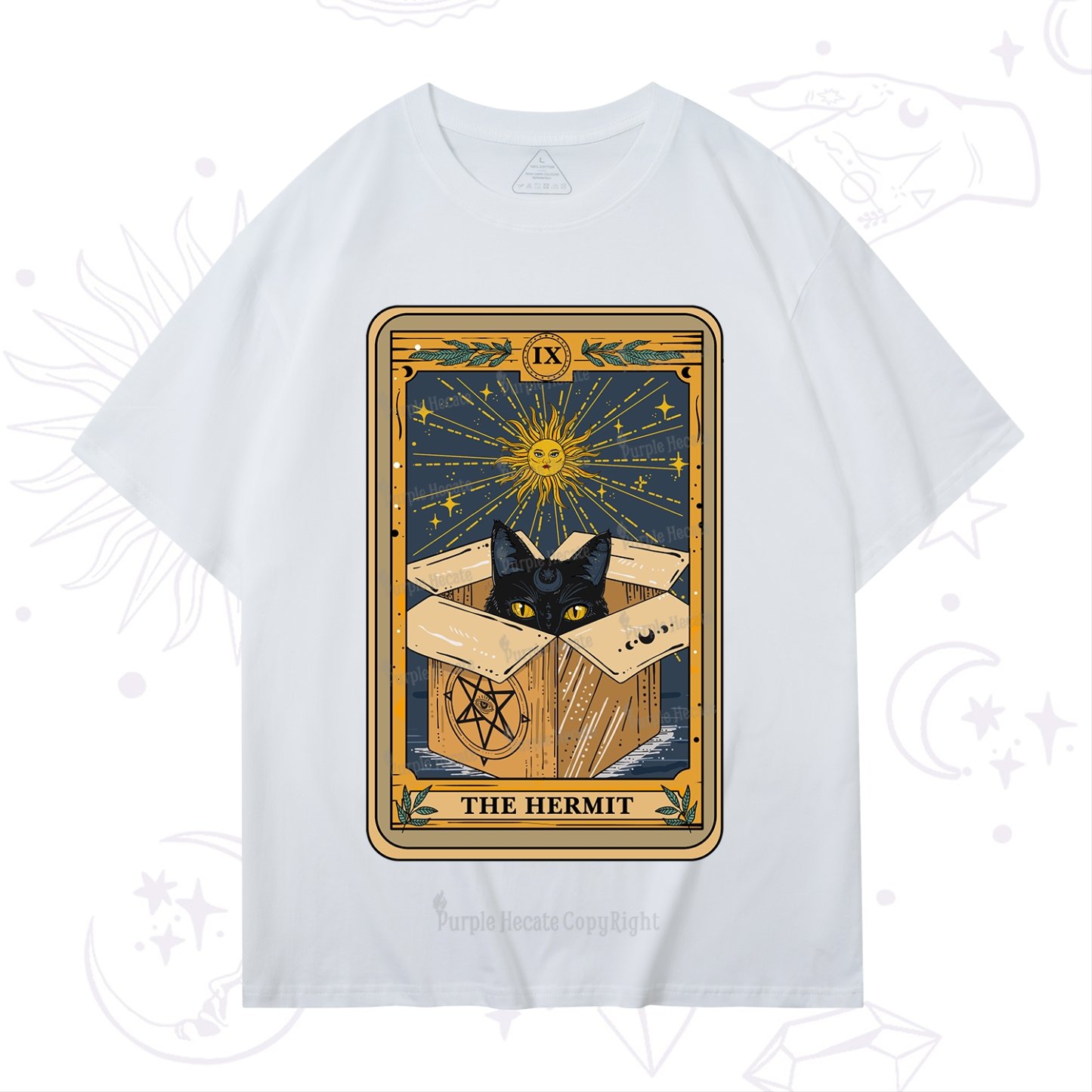 Purplehecate The Hermit Cat Tarot Card T-Shirt