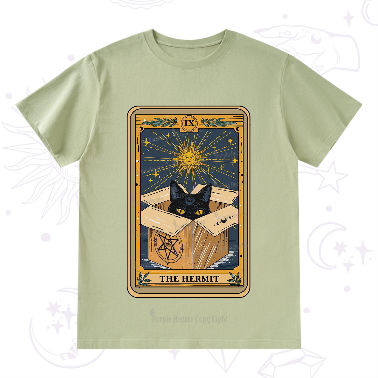 Purplehecate The Hermit Cat Tarot Card T-Shirt