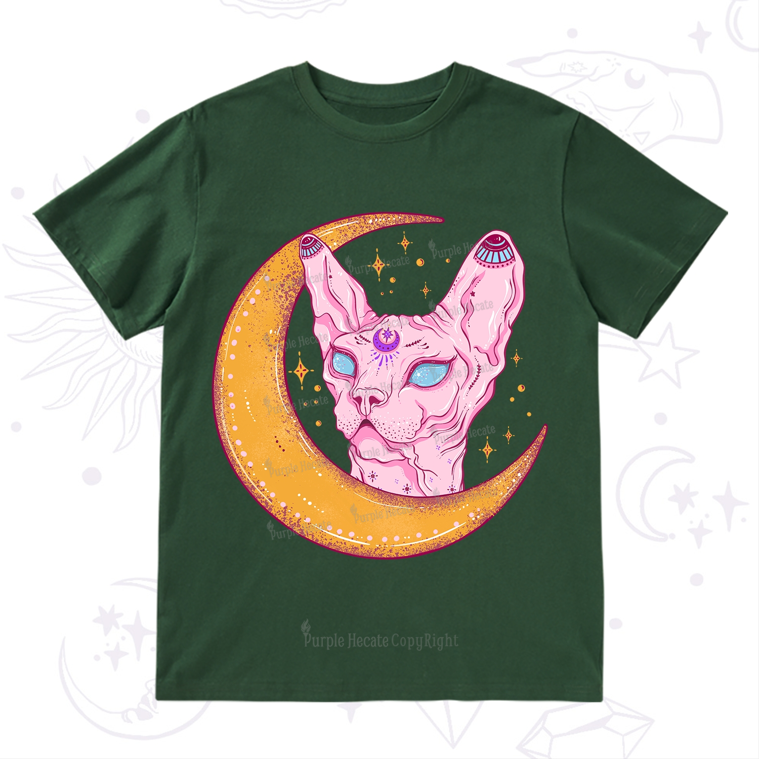 Purplehecate Mystical Witchy Cat T-Shirt