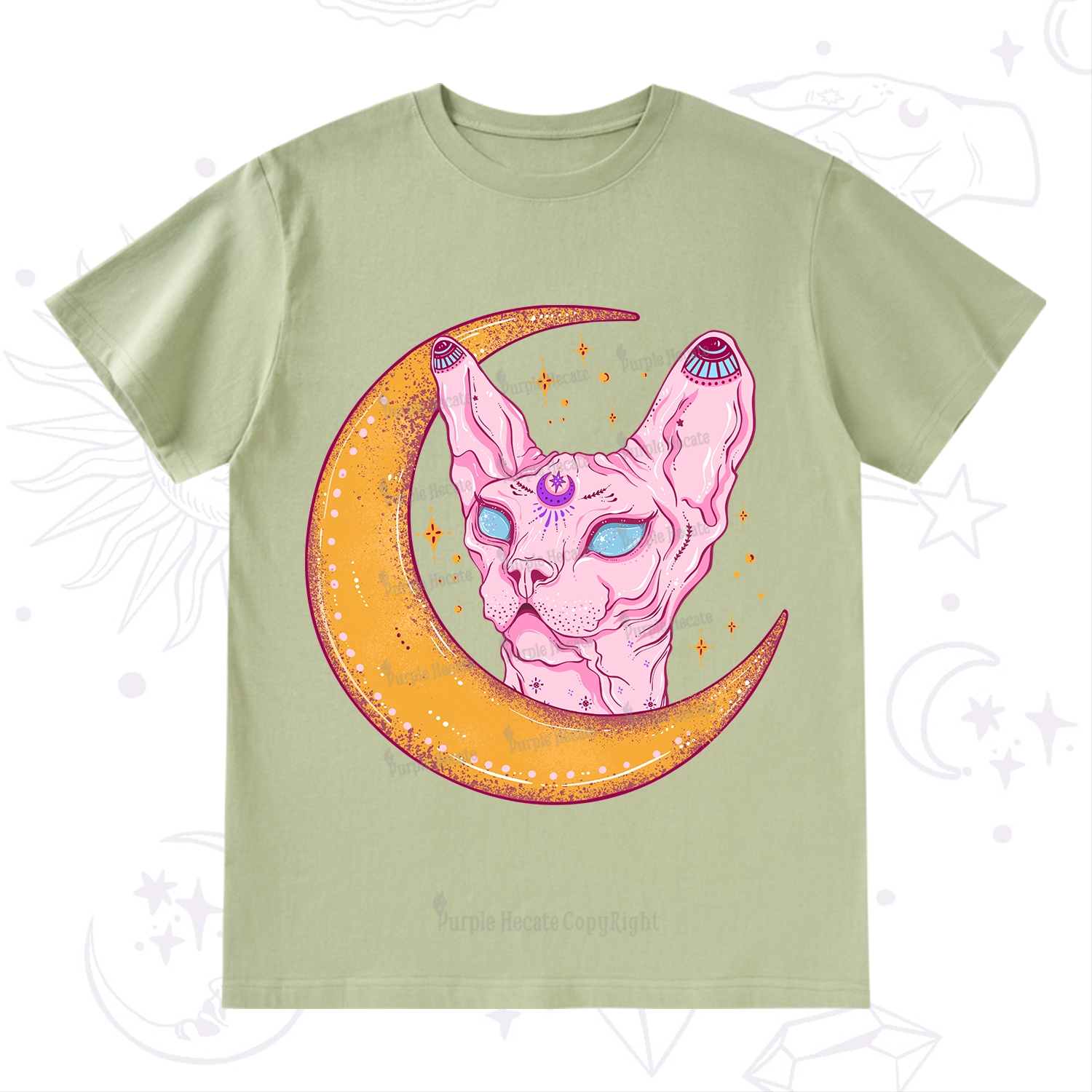 Purplehecate Mystical Witchy Cat T-Shirt