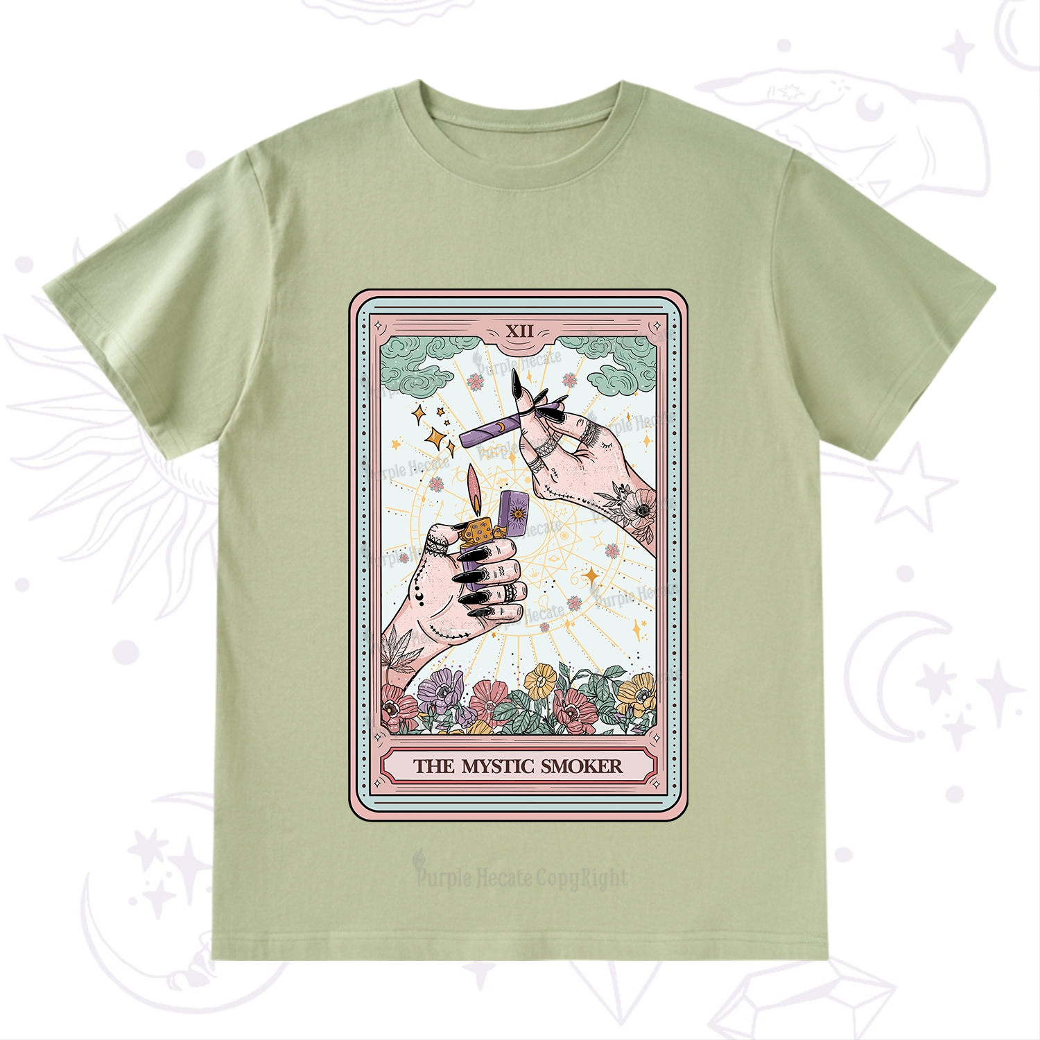 Purplehecate The Mystic Smoker Tarot Card T-Shirt
