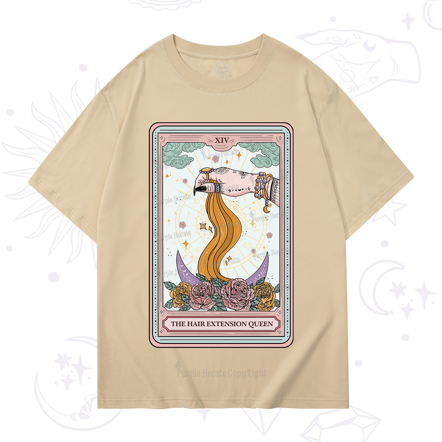 Purplehecate The Hair Extension Queen Tarot Card T-Shirt