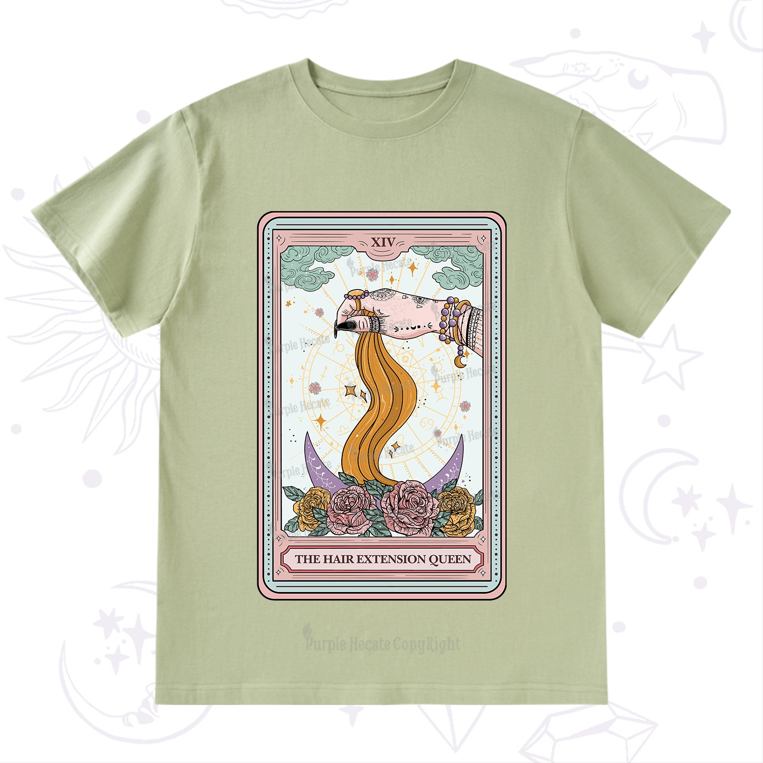 Purplehecate The Hair Extension Queen Tarot Card T-Shirt