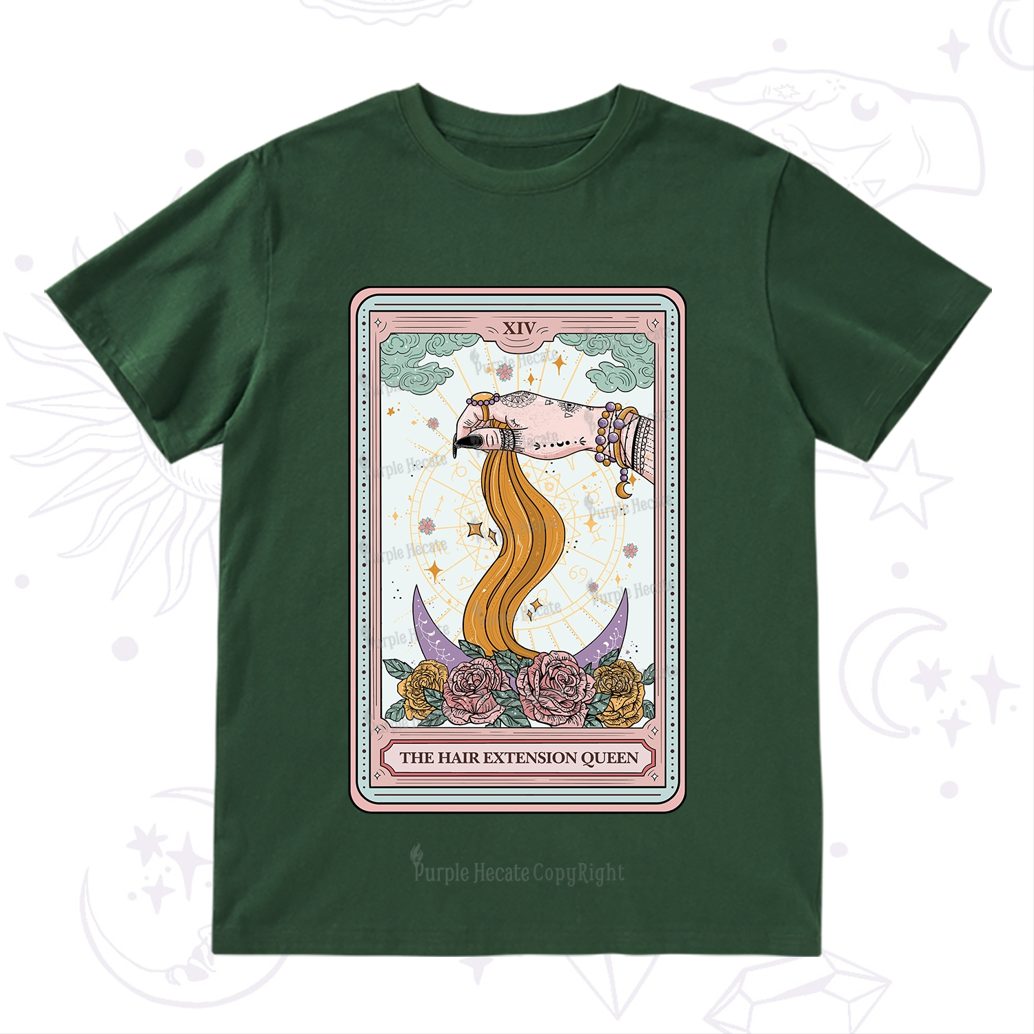 Purplehecate The Hair Extension Queen Tarot Card T-Shirt